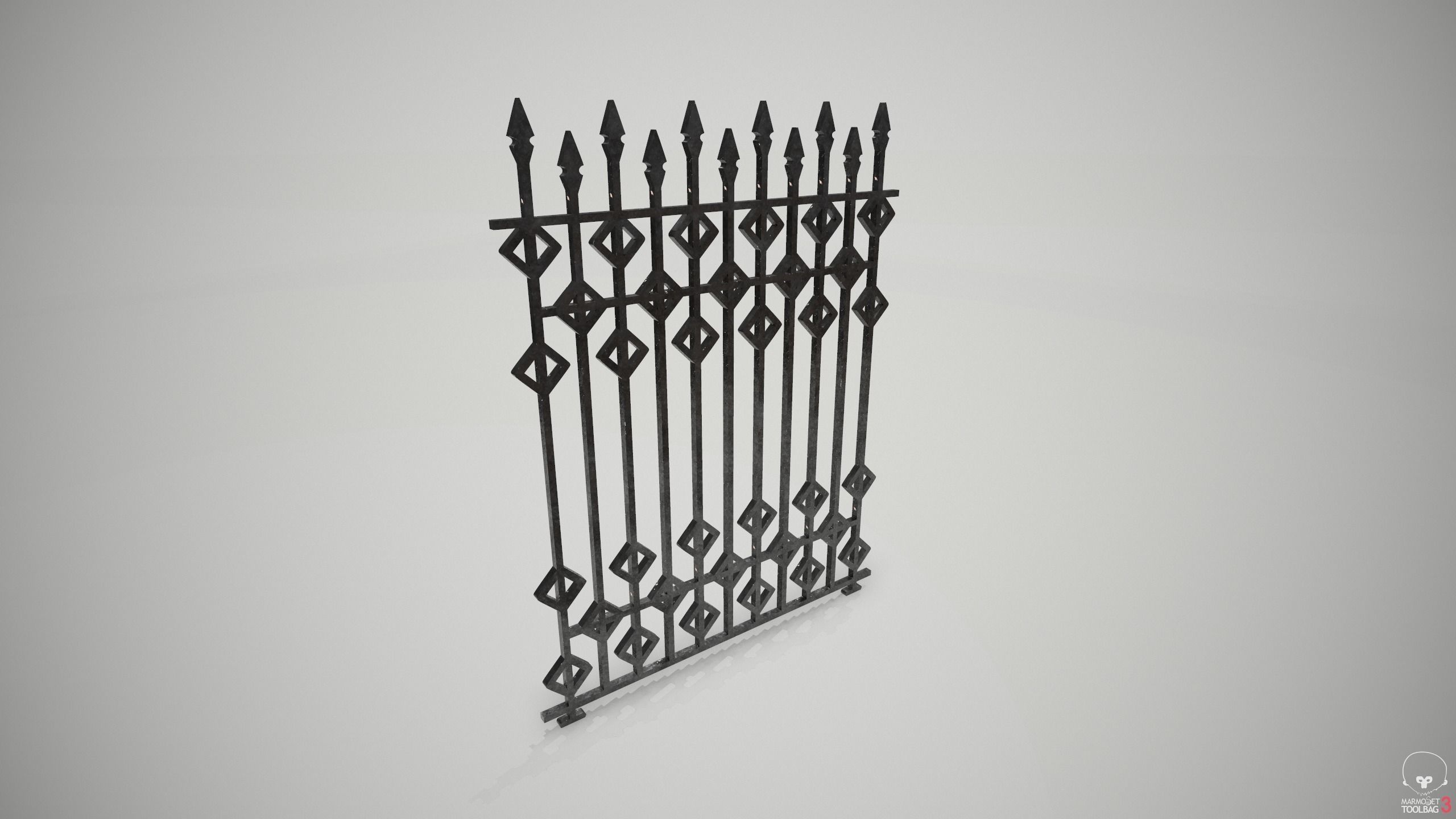 Ornate Wrought Iron Fence Design 3 Free 3D model_3