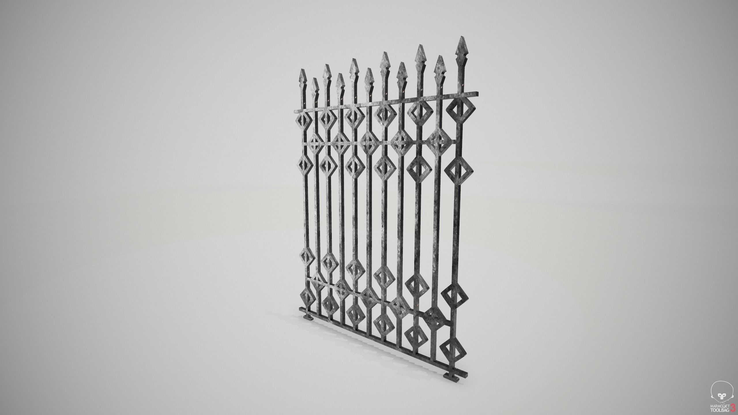 Ornate Wrought Iron Fence Design 3 Free 3D model_2