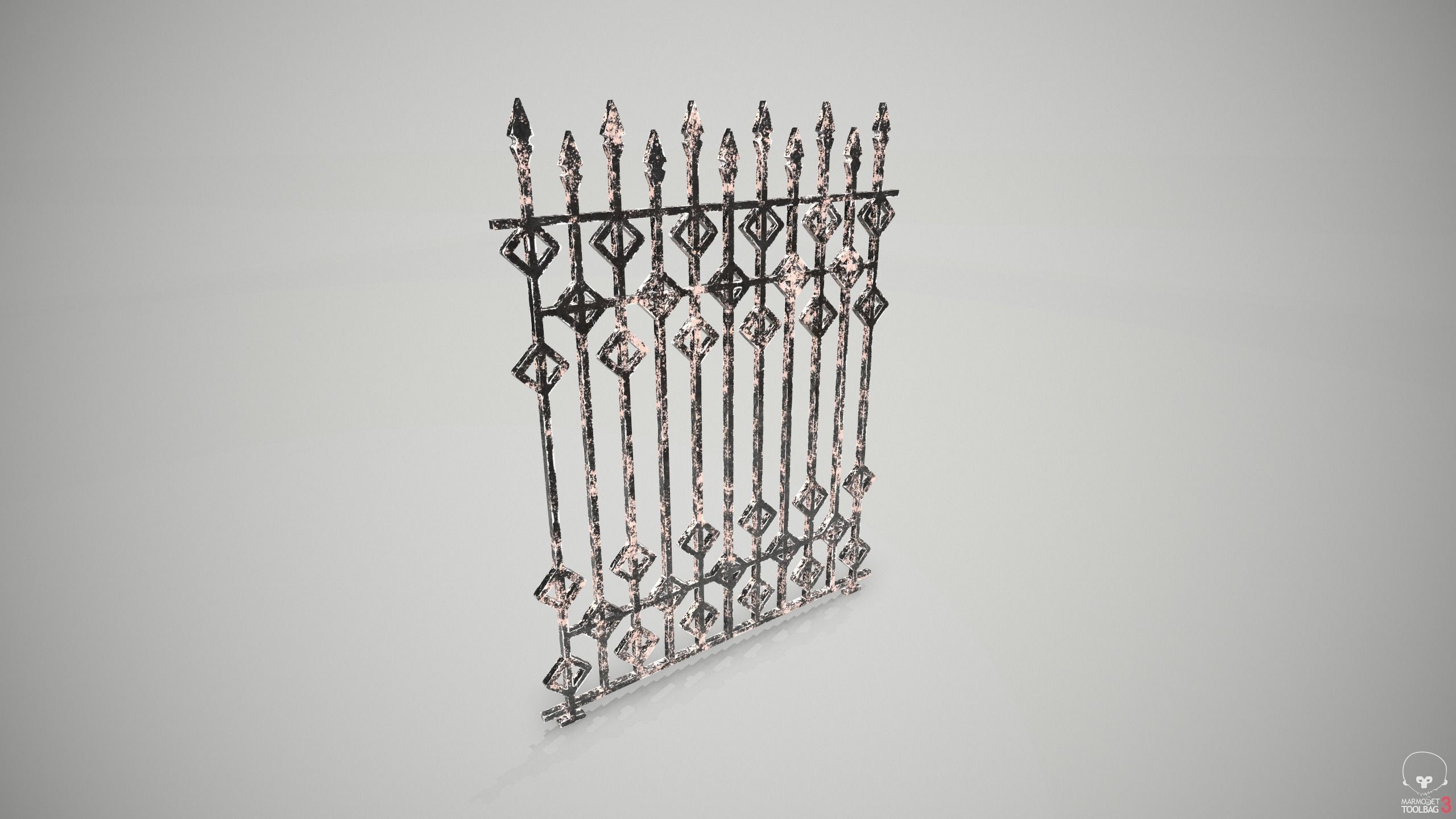 Ornate Wrought Iron Fence Design 3 Free 3D model_9