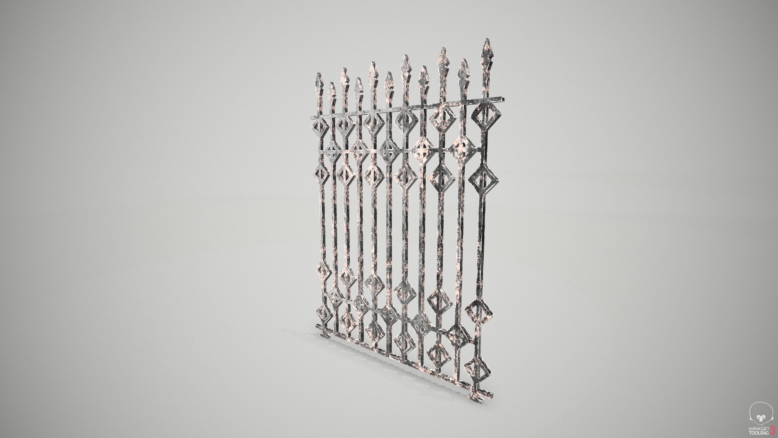 Ornate Wrought Iron Fence Design 3 Free 3D model_8