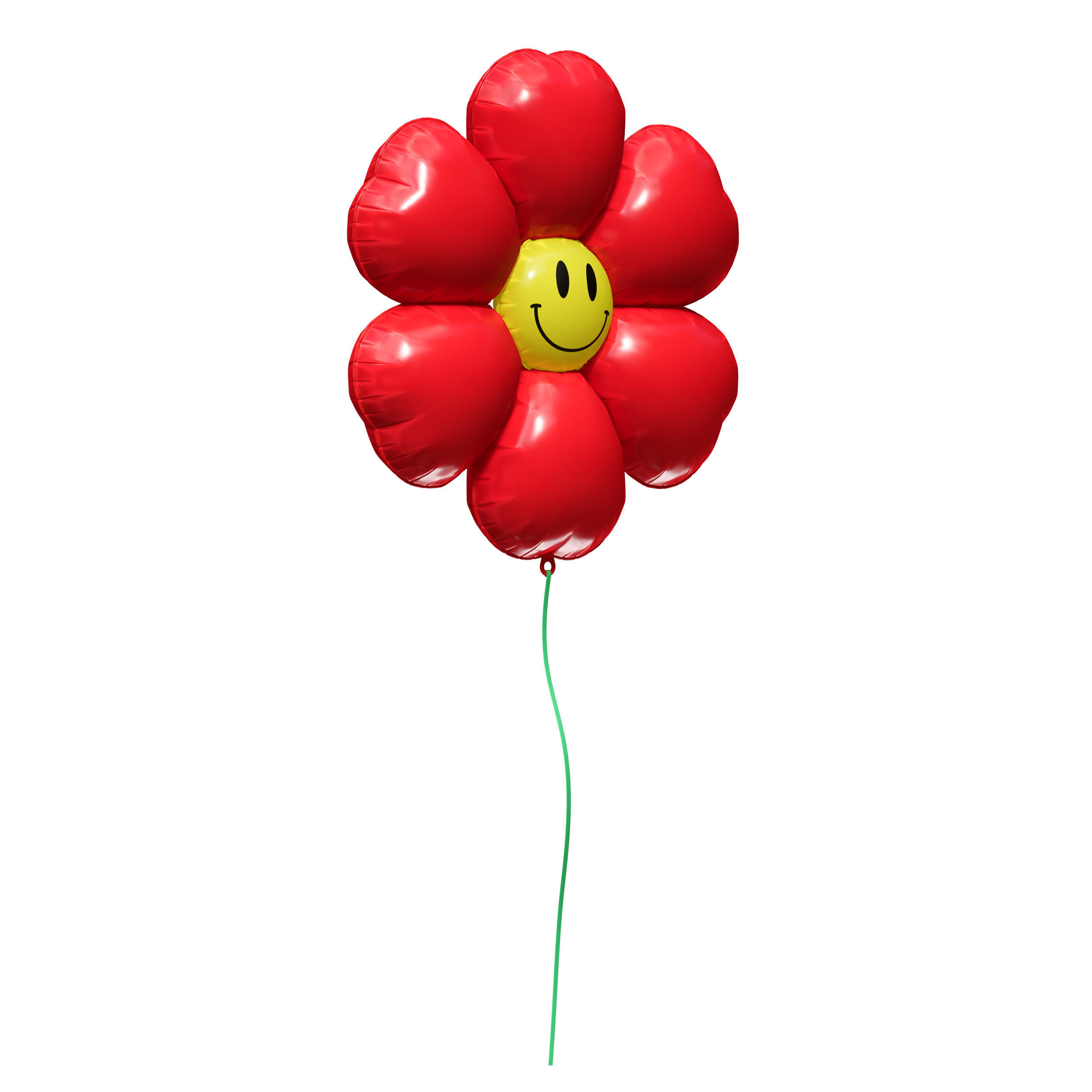 Balloon inflatable red flower with smiley 3D model_14