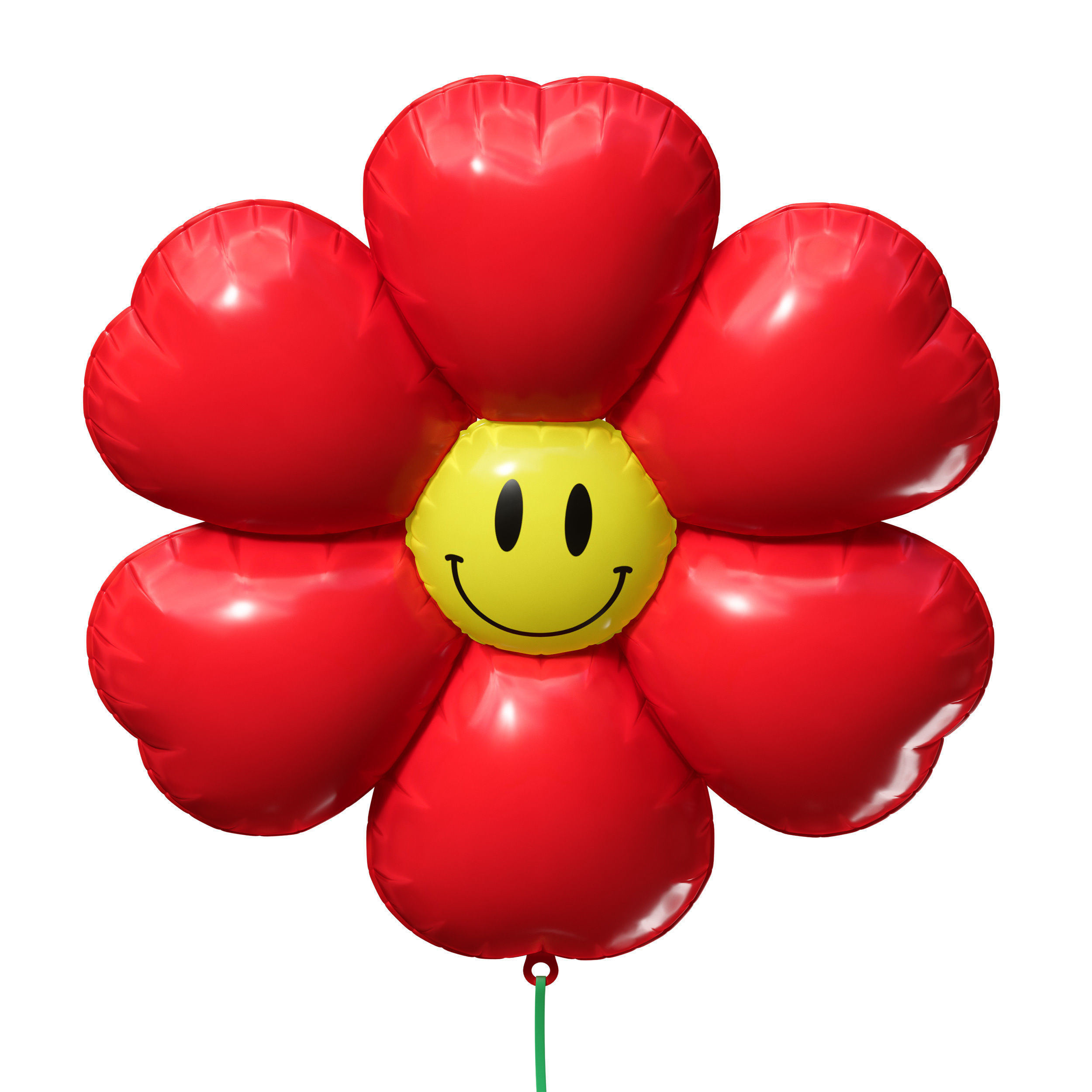 Balloon inflatable red flower with smiley 3D model_5