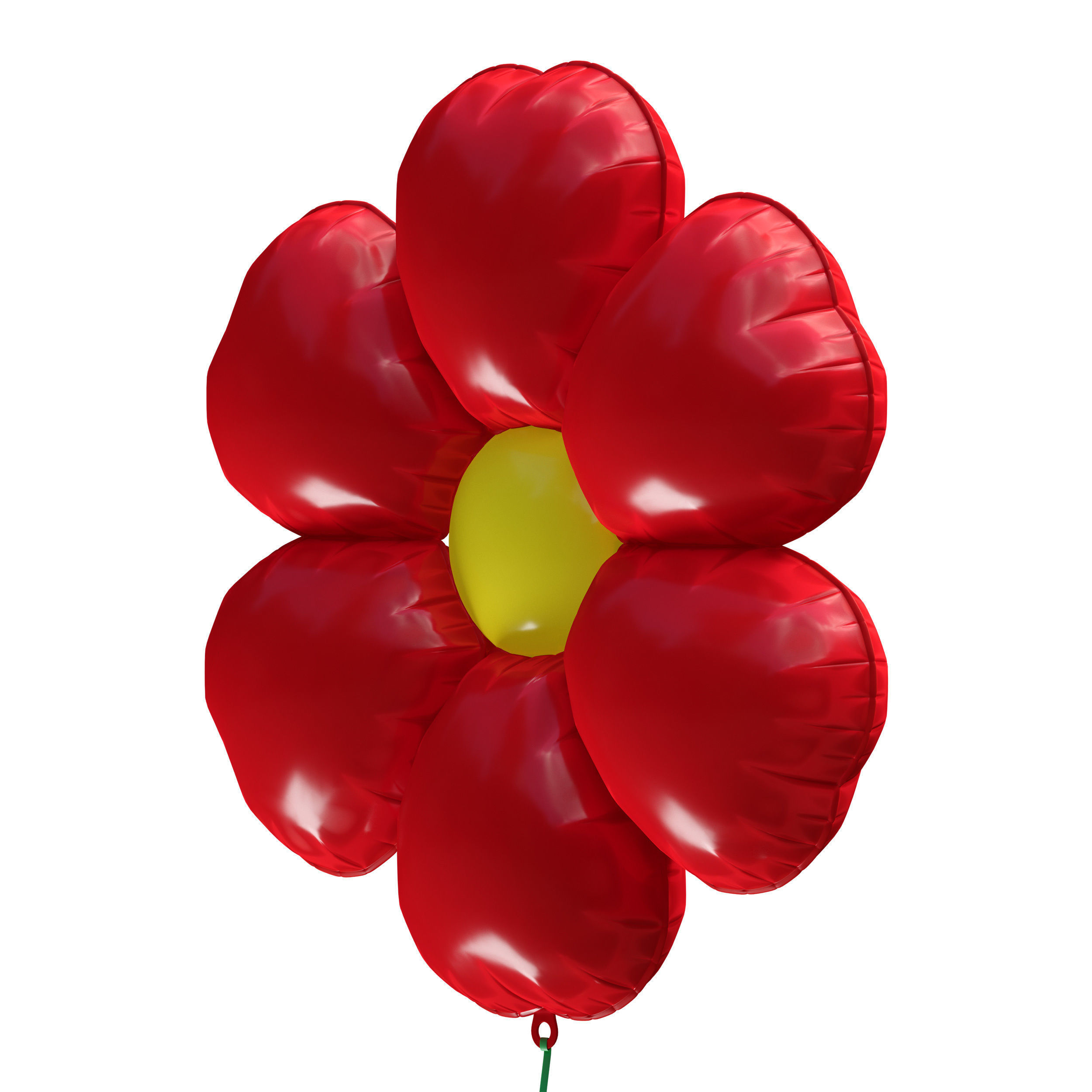 Balloon inflatable red flower with smiley 3D model_18
