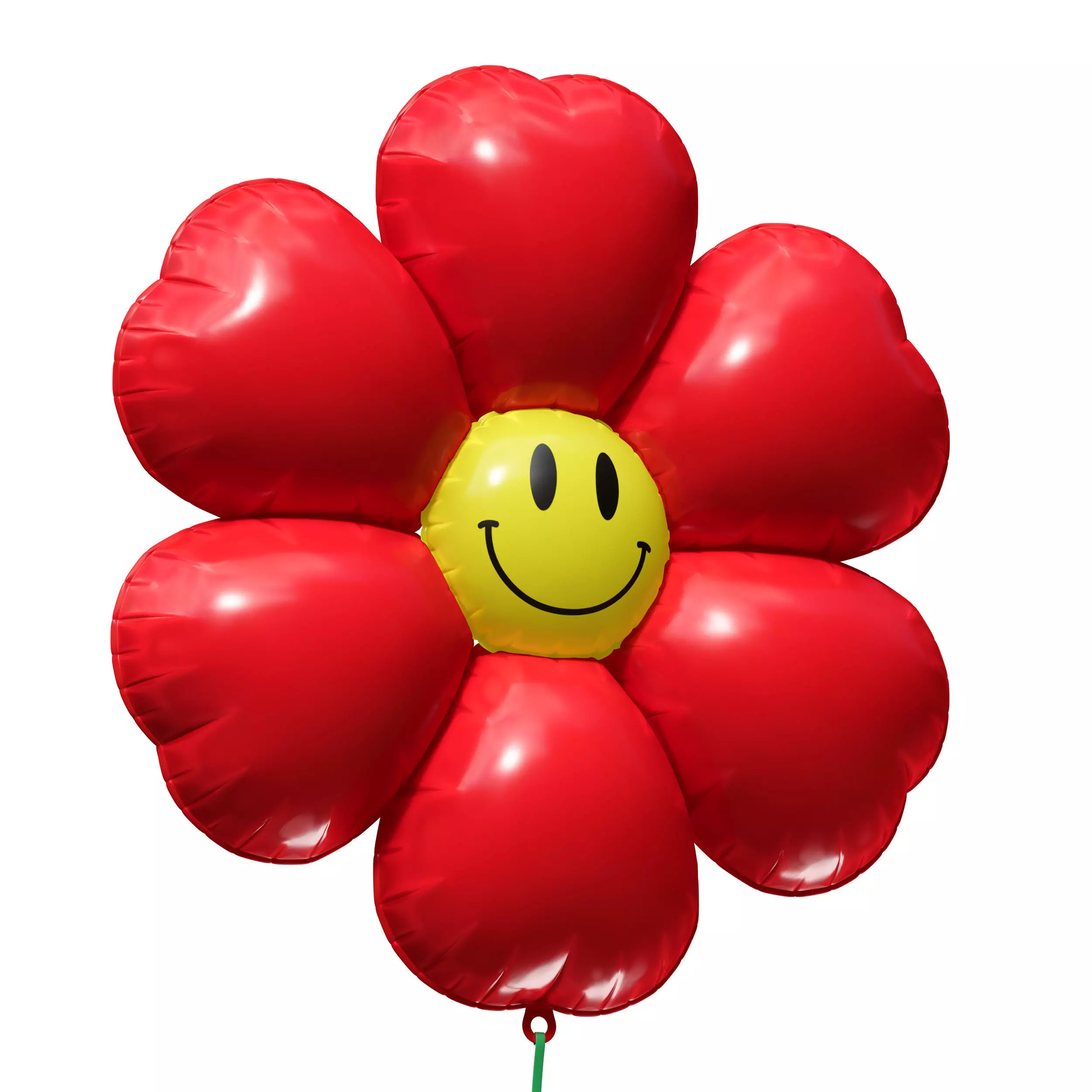 Balloon inflatable red flower with smiley 3D model_0