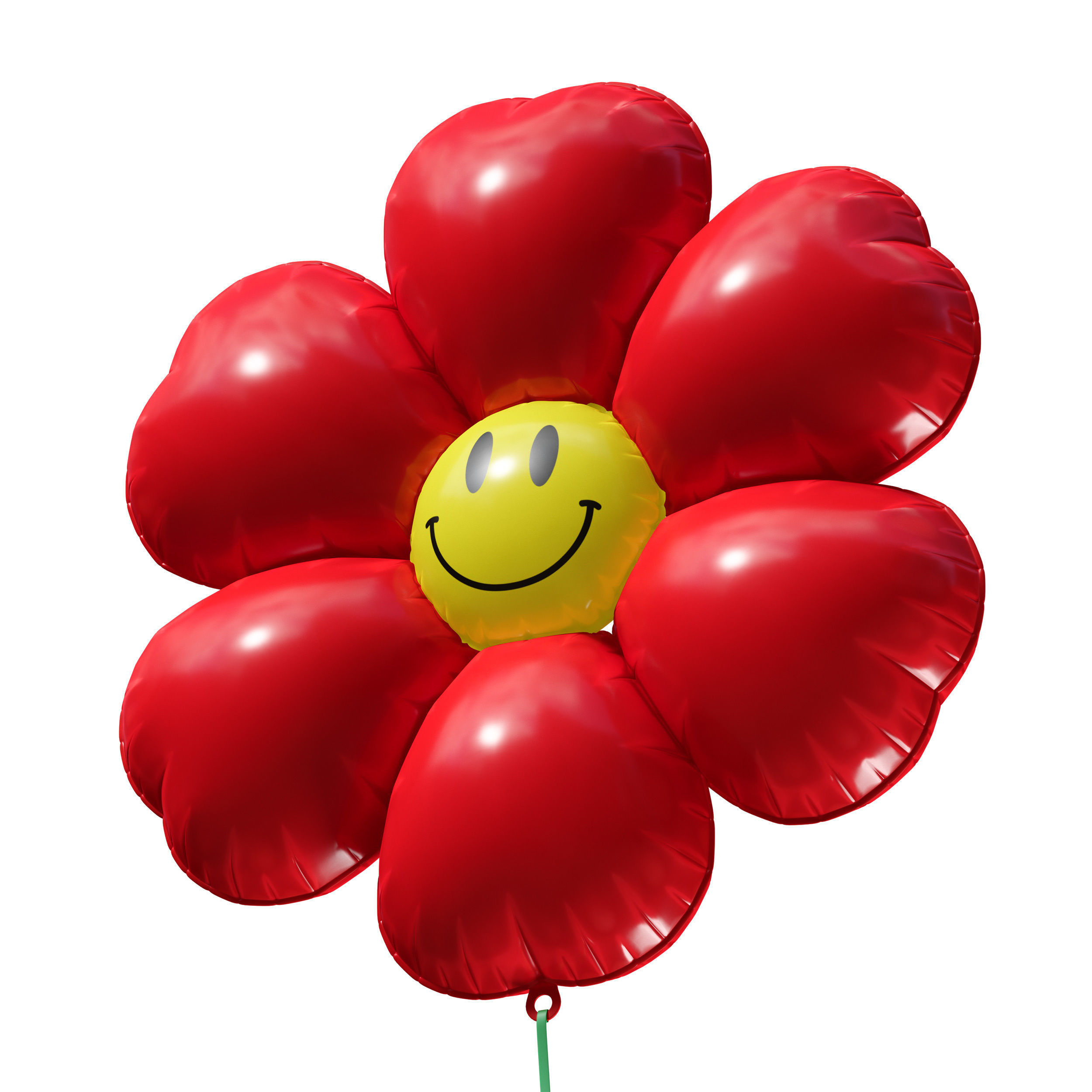Balloon inflatable red flower with smiley 3D model_8