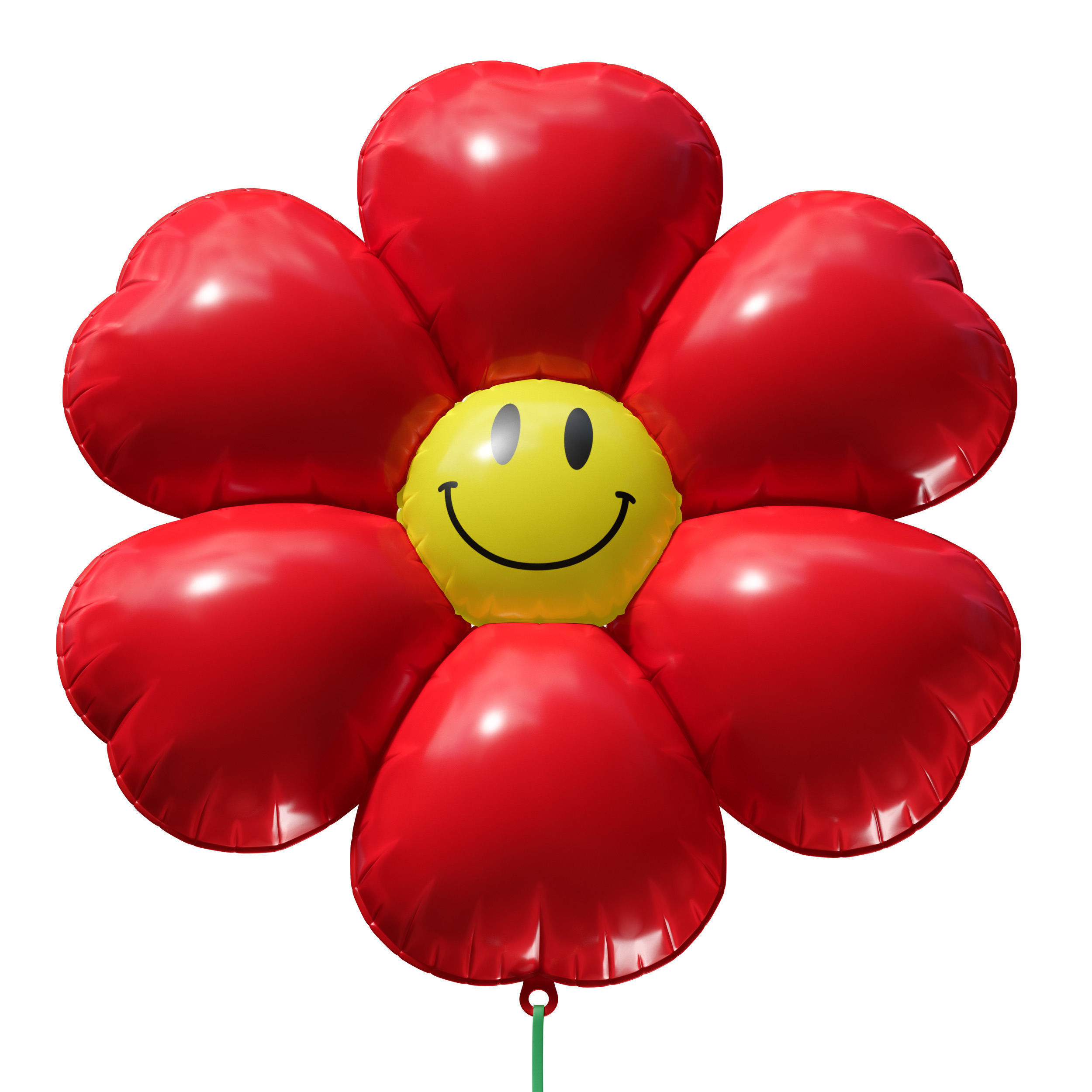 Balloon inflatable red flower with smiley 3D model_4