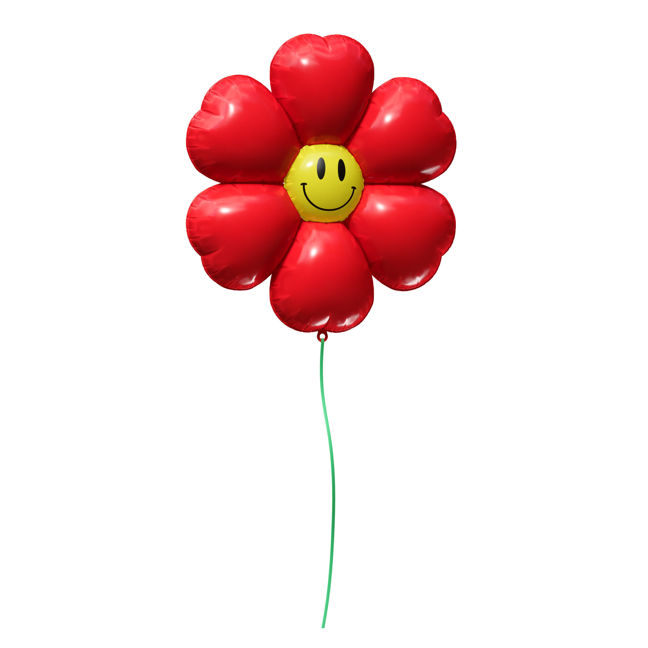 Balloon inflatable red flower with smiley 3D model_13