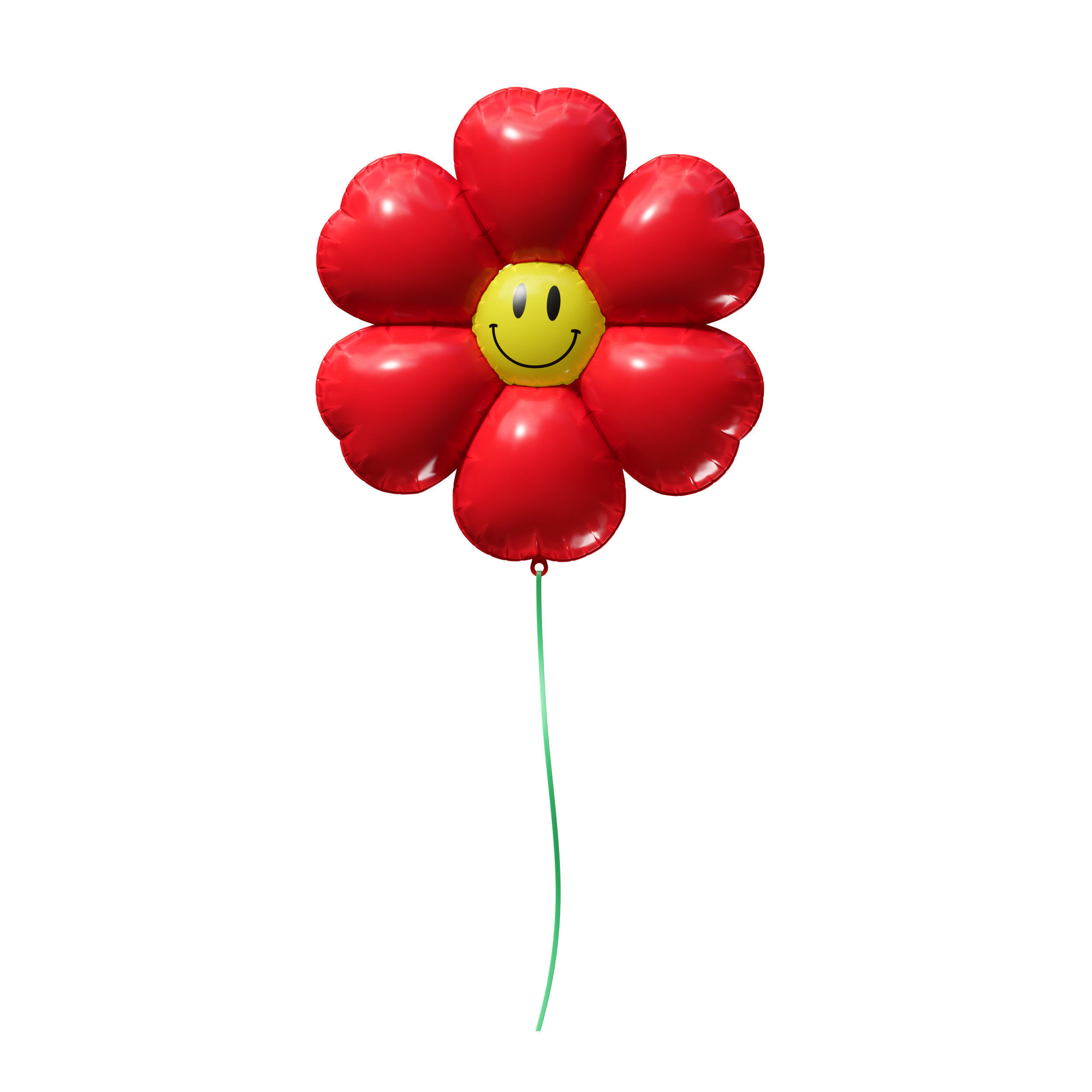 Balloon inflatable red flower with smiley 3D model_12
