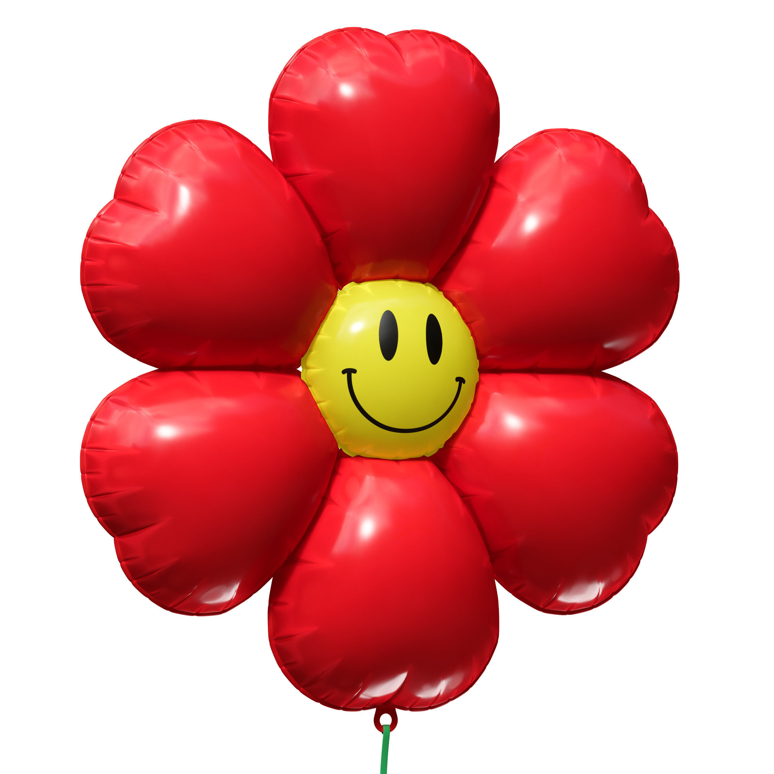 Balloon inflatable red flower with smiley 3D model_2