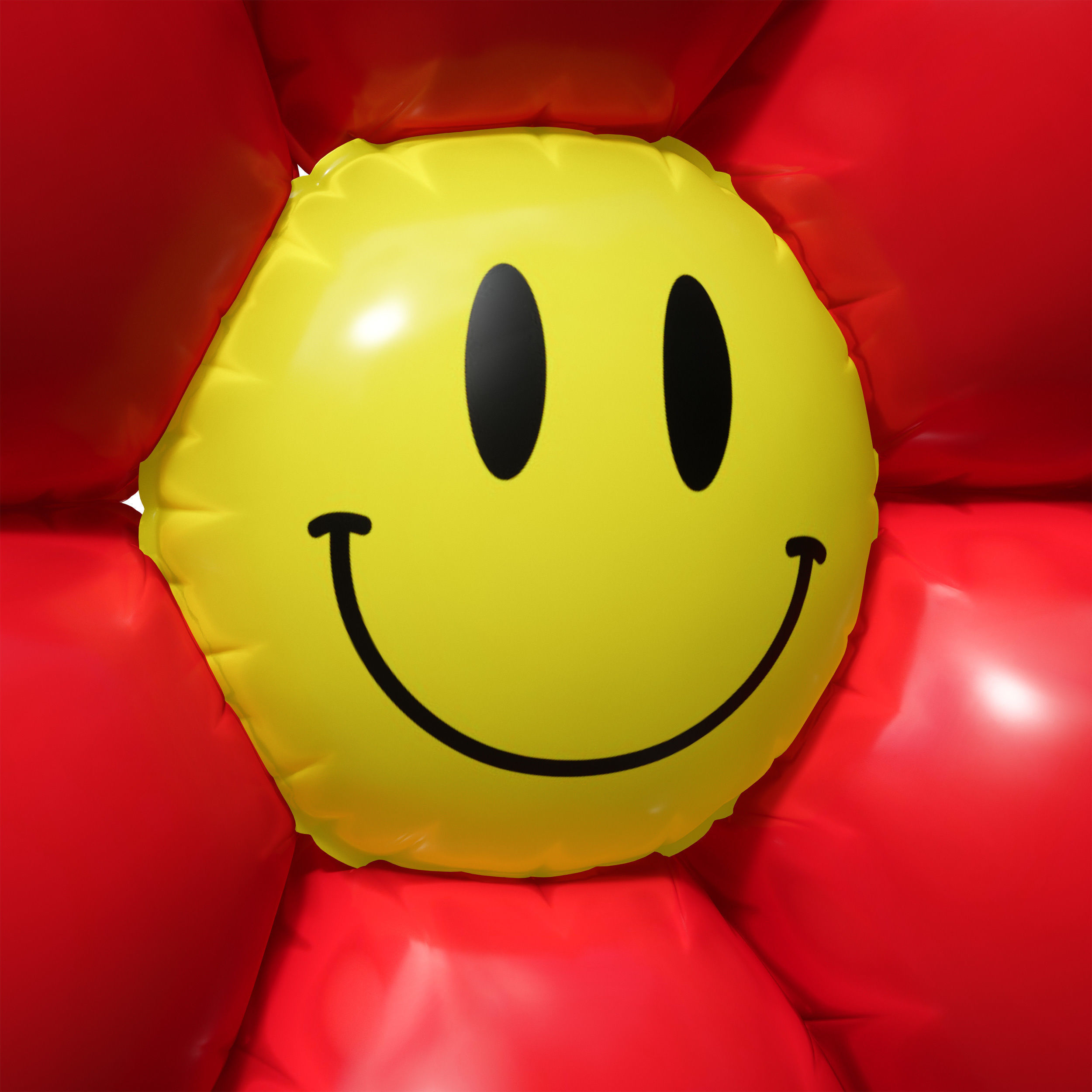 Balloon inflatable red flower with smiley 3D model_16