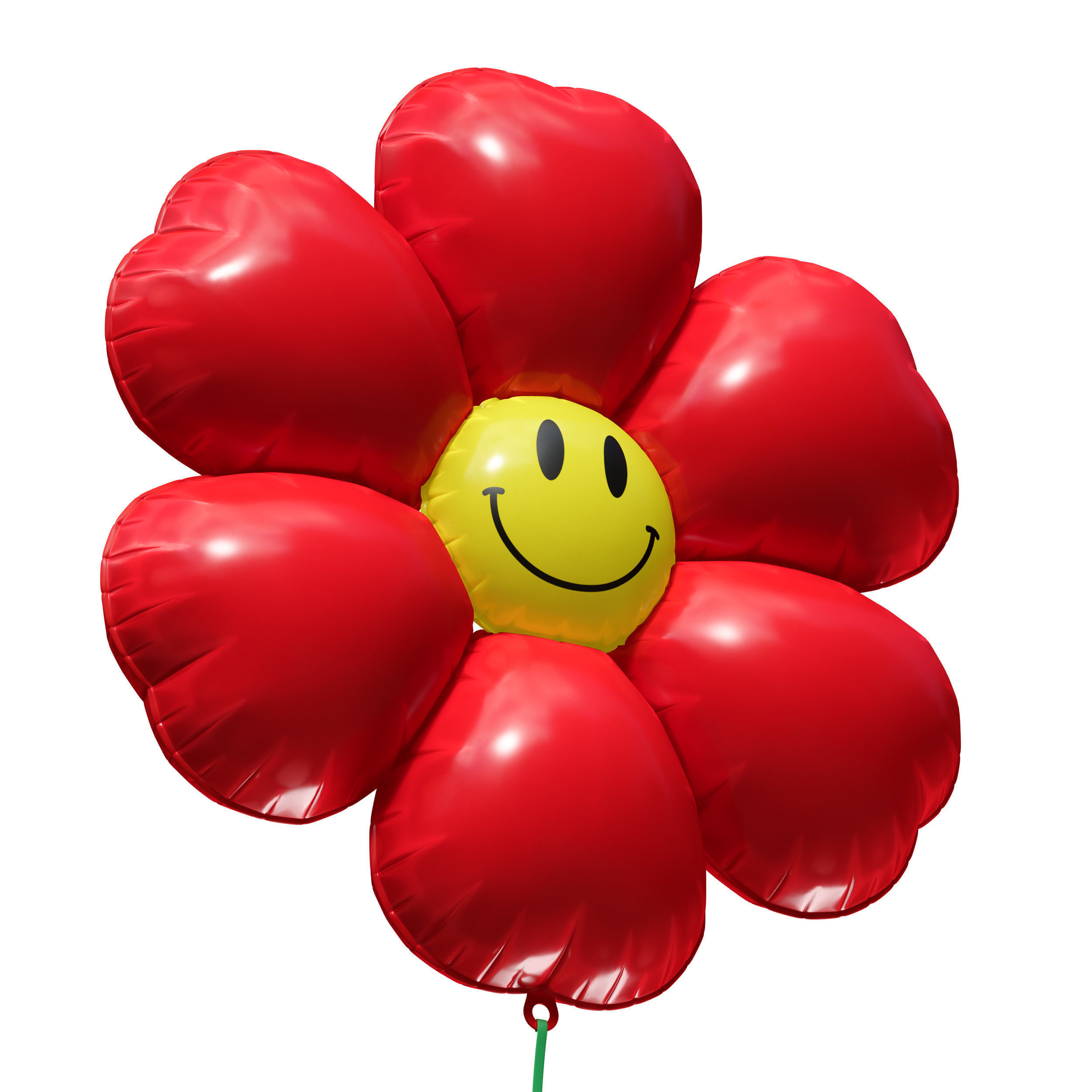 Balloon inflatable red flower with smiley 3D model_1
