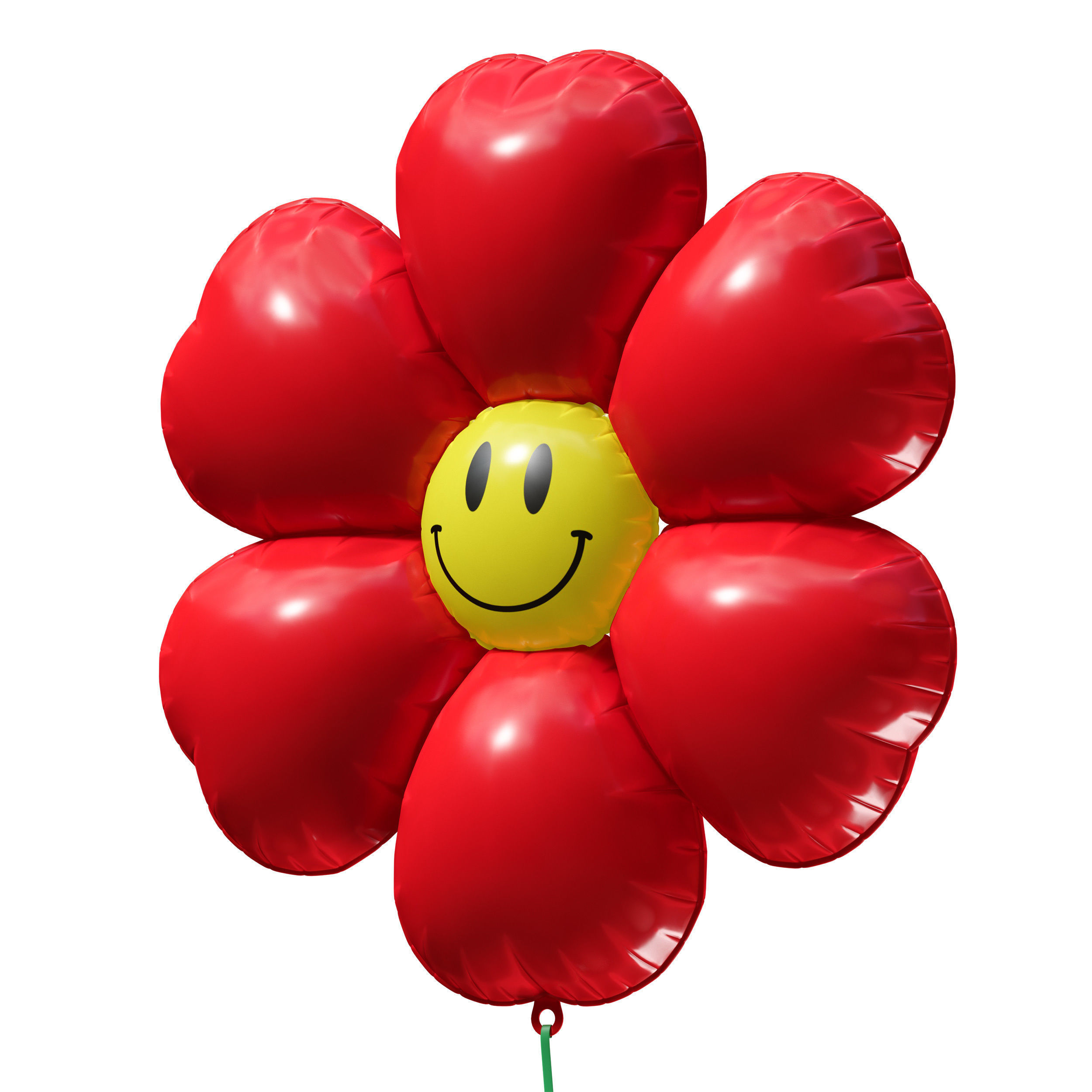 Balloon inflatable red flower with smiley 3D model_7