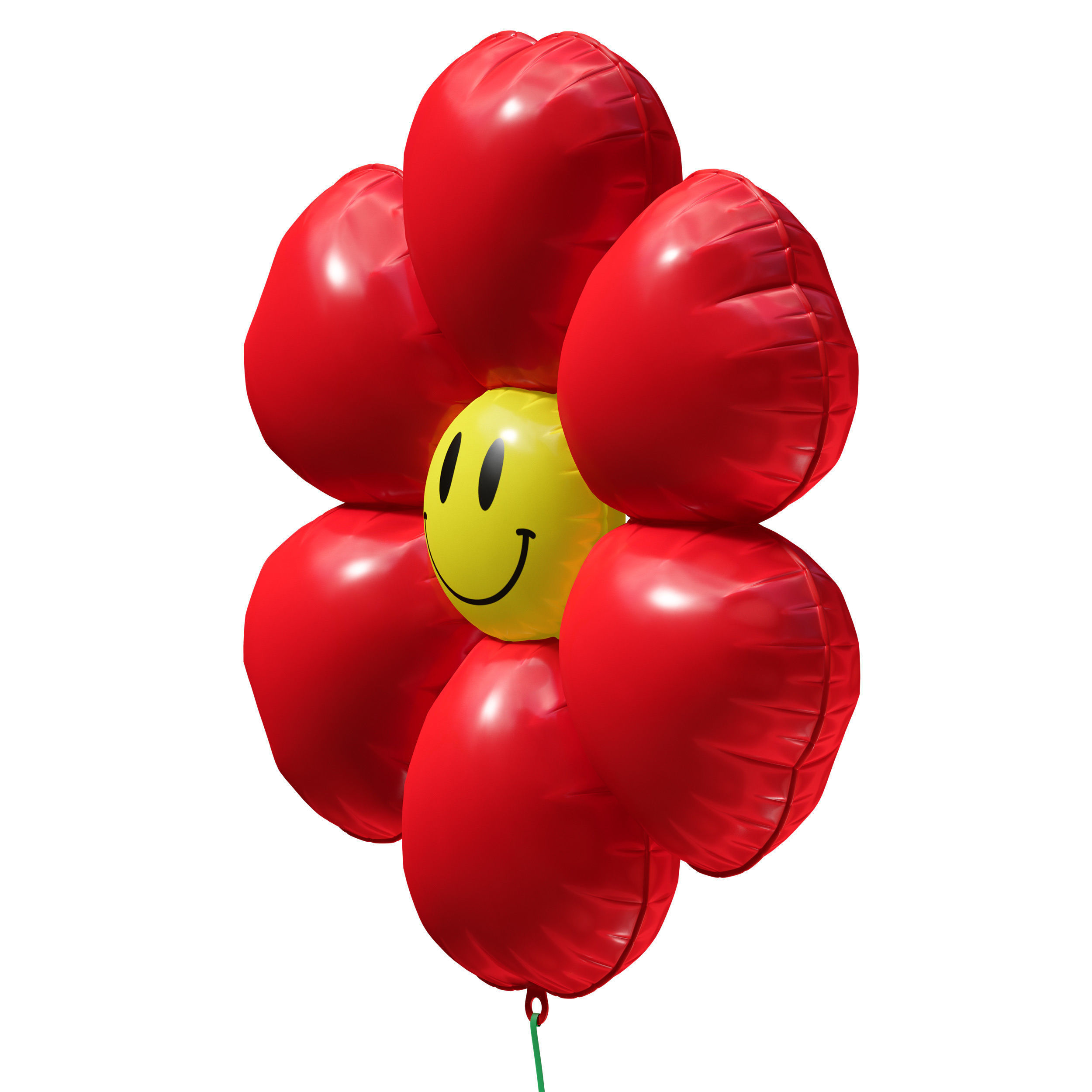 Balloon inflatable red flower with smiley 3D model_10