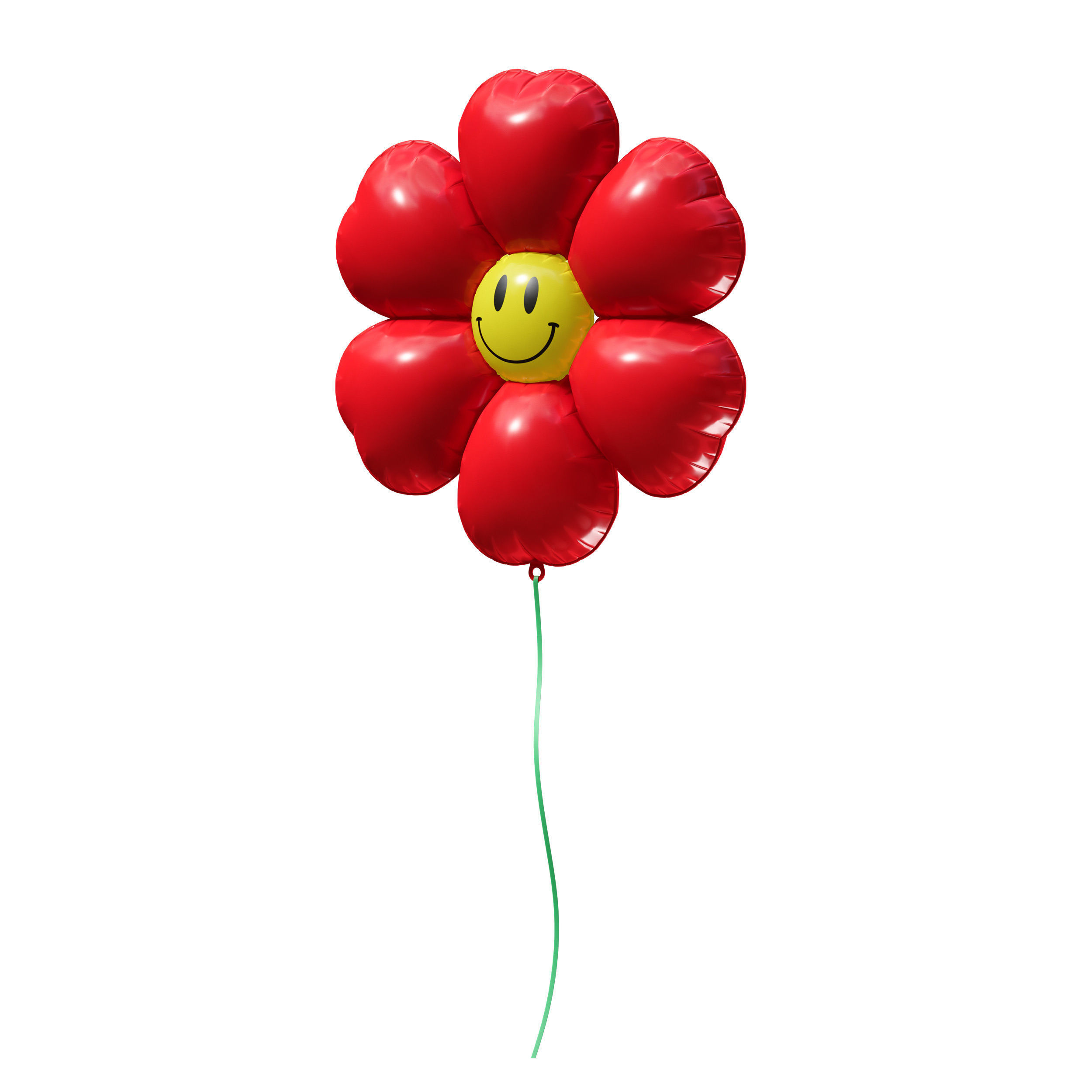 Balloon inflatable red flower with smiley 3D model_11