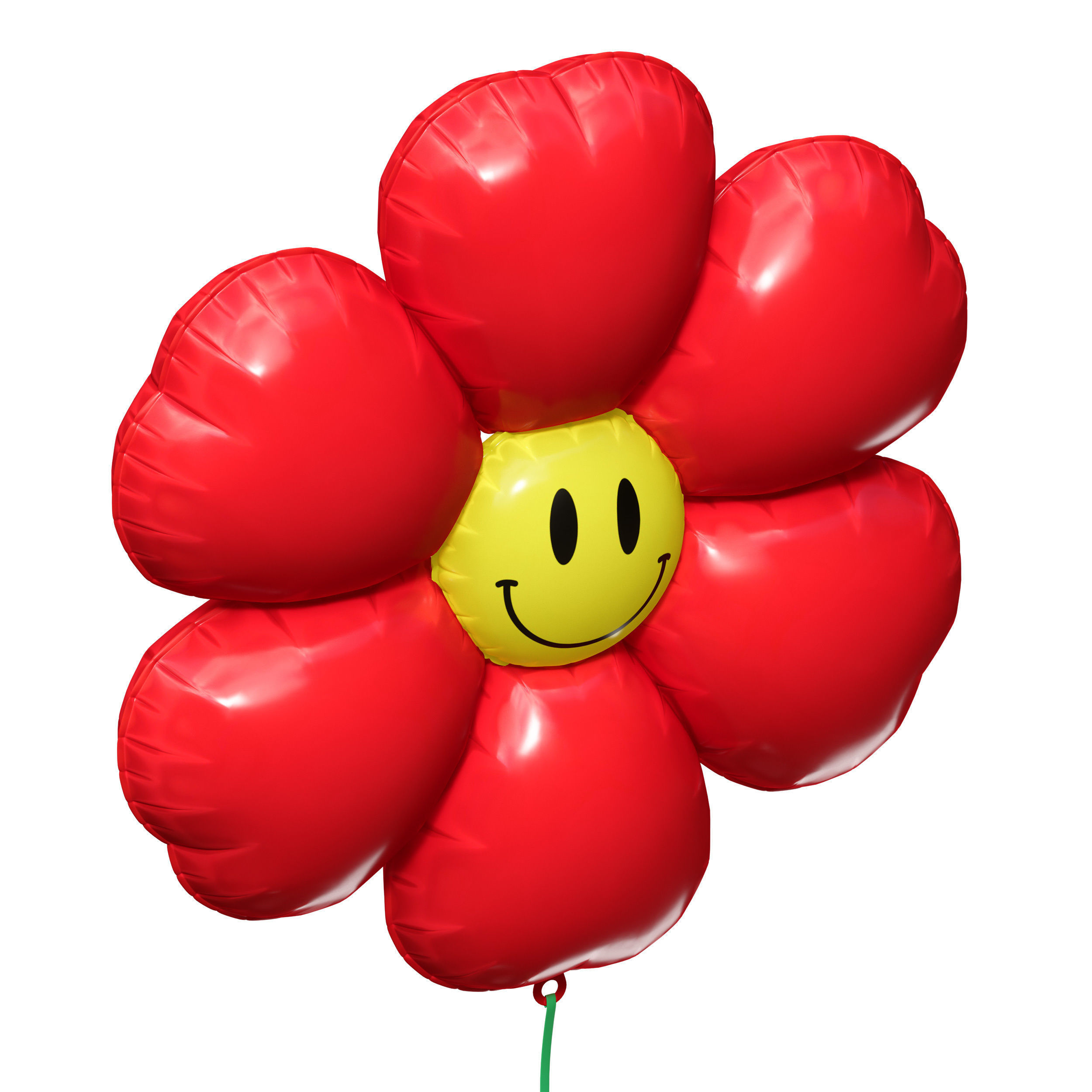 Balloon inflatable red flower with smiley 3D model_3