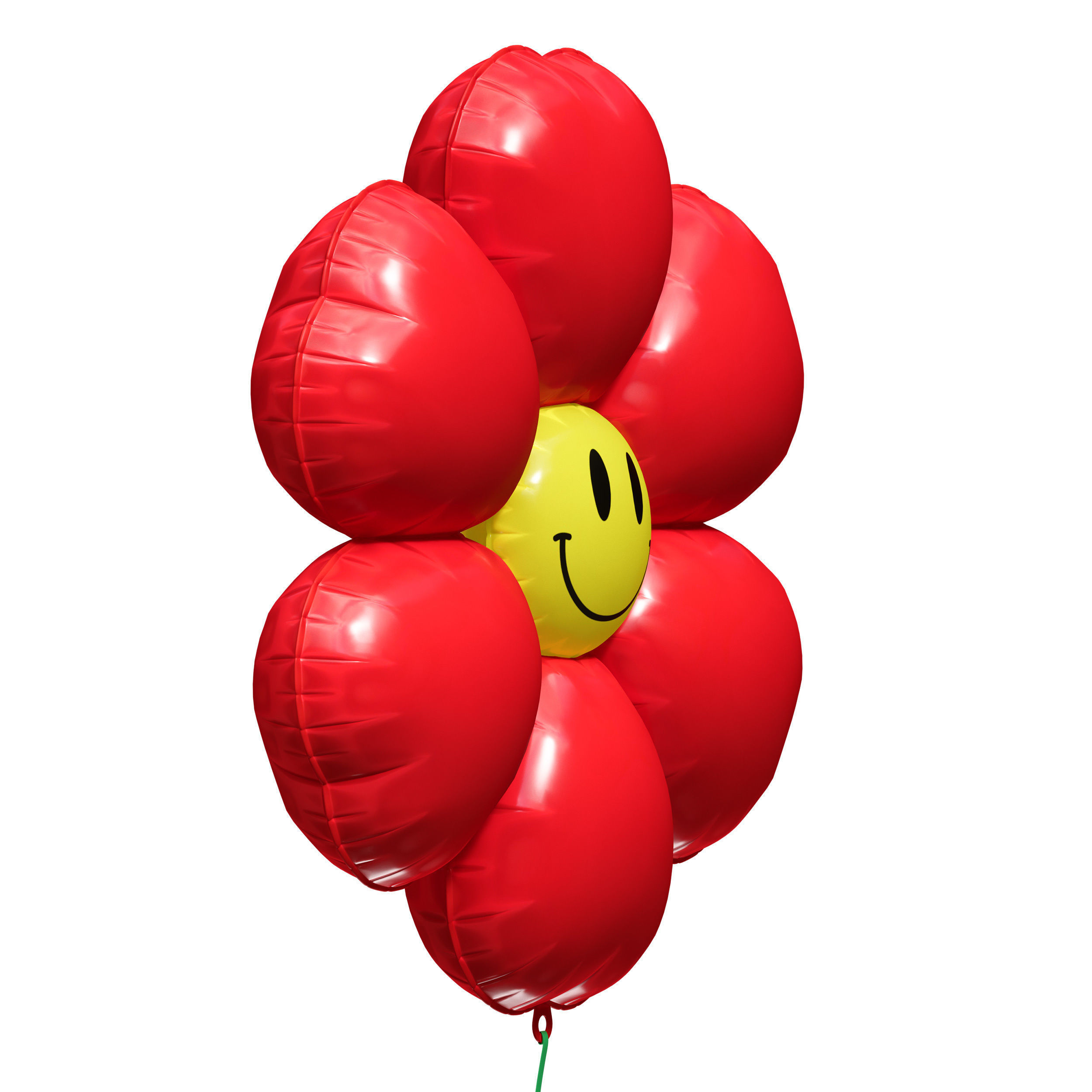 Balloon inflatable red flower with smiley 3D model_9
