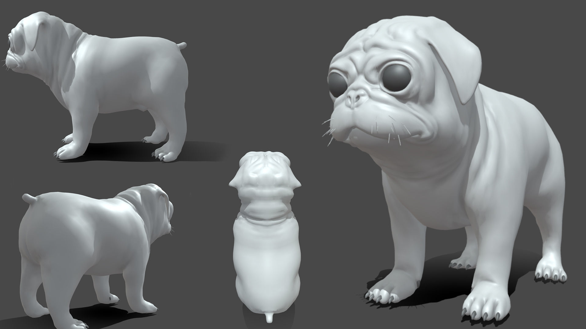 Pug Dog Low-poly 3D model_2