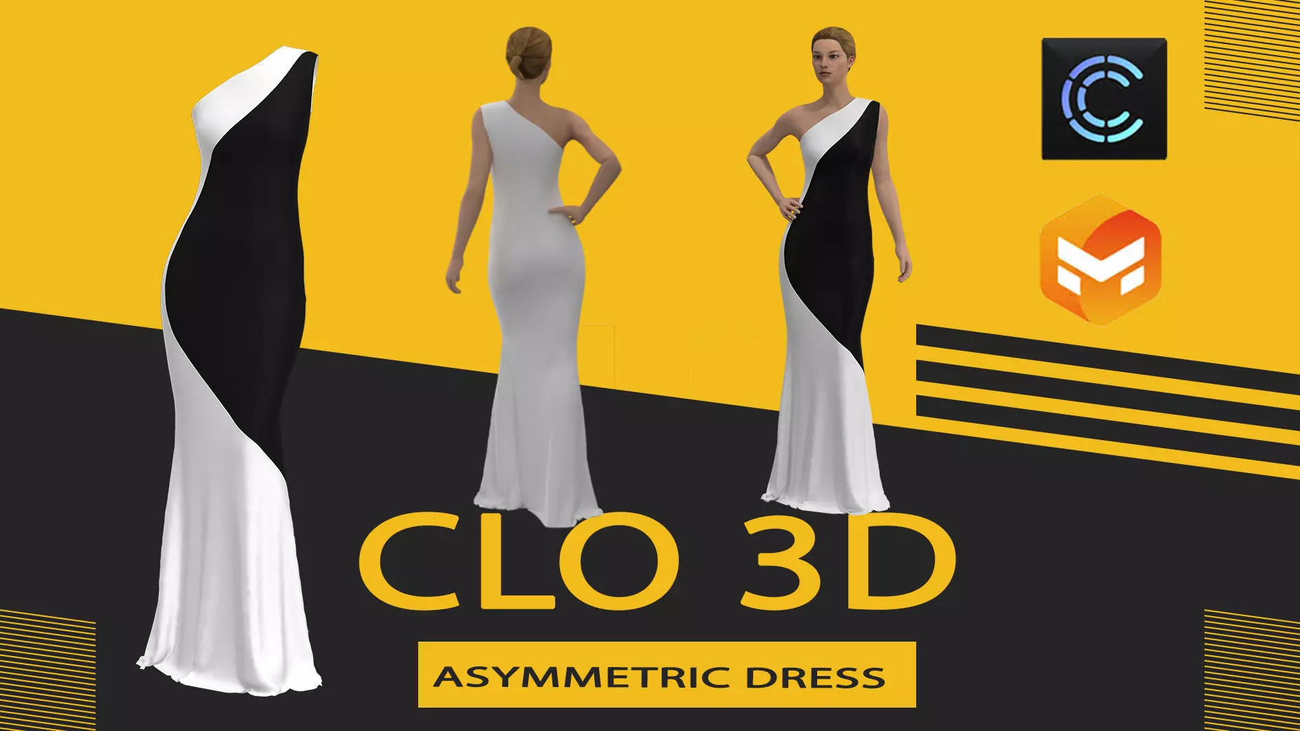 Asymmetric dress Free low-poly 3D model