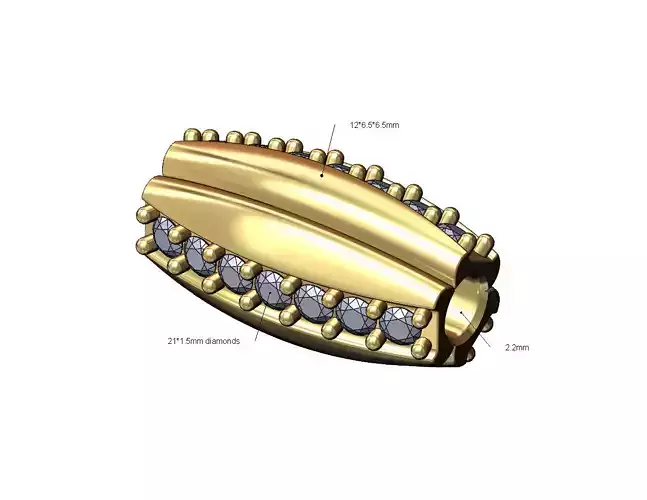 Split oval diamond 3 row bead and bracelet charm