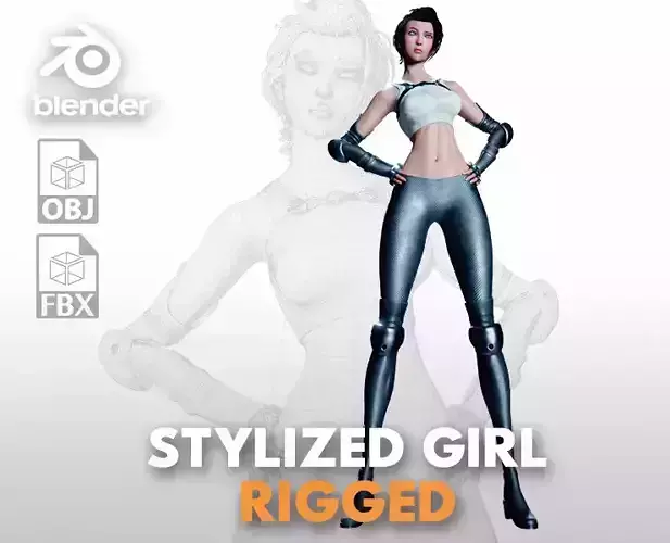 Action Adventurer - Rigged Female Character for Blender