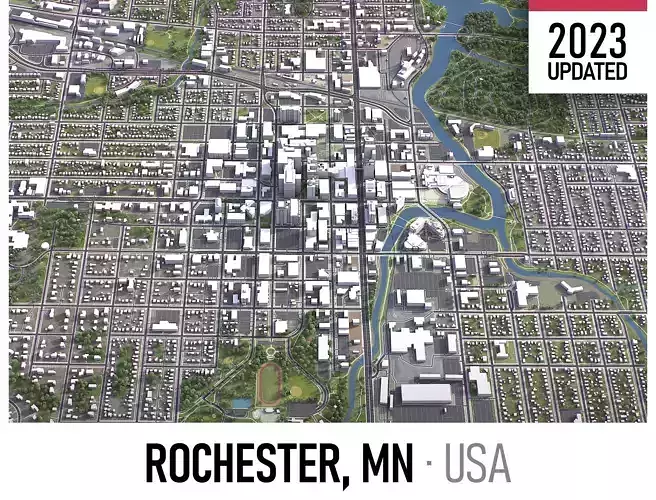 Rochester - 3D City Low-poly 3D model