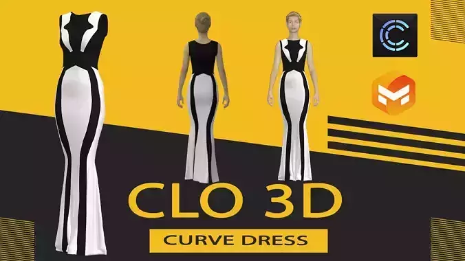 curve dress Low-poly 3D model
