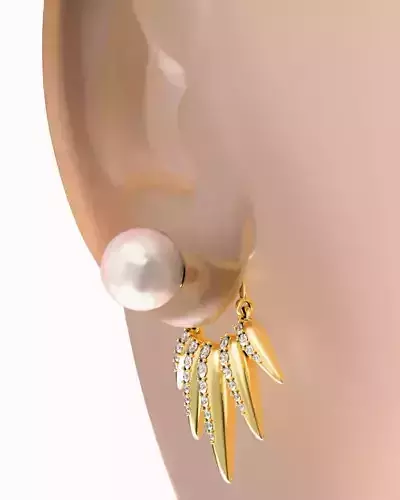 Pearl Diamond Earring Studs