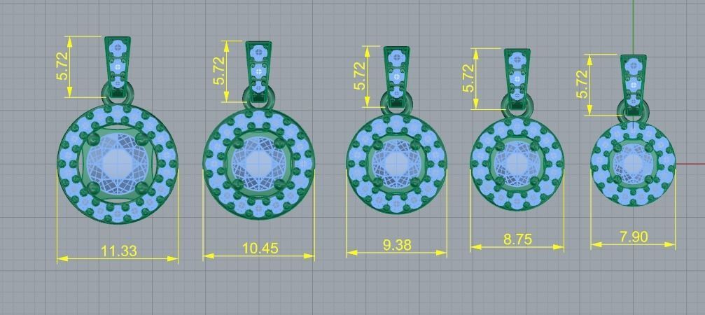 Round pendants 5 sizes Model 4033 3D print model_5