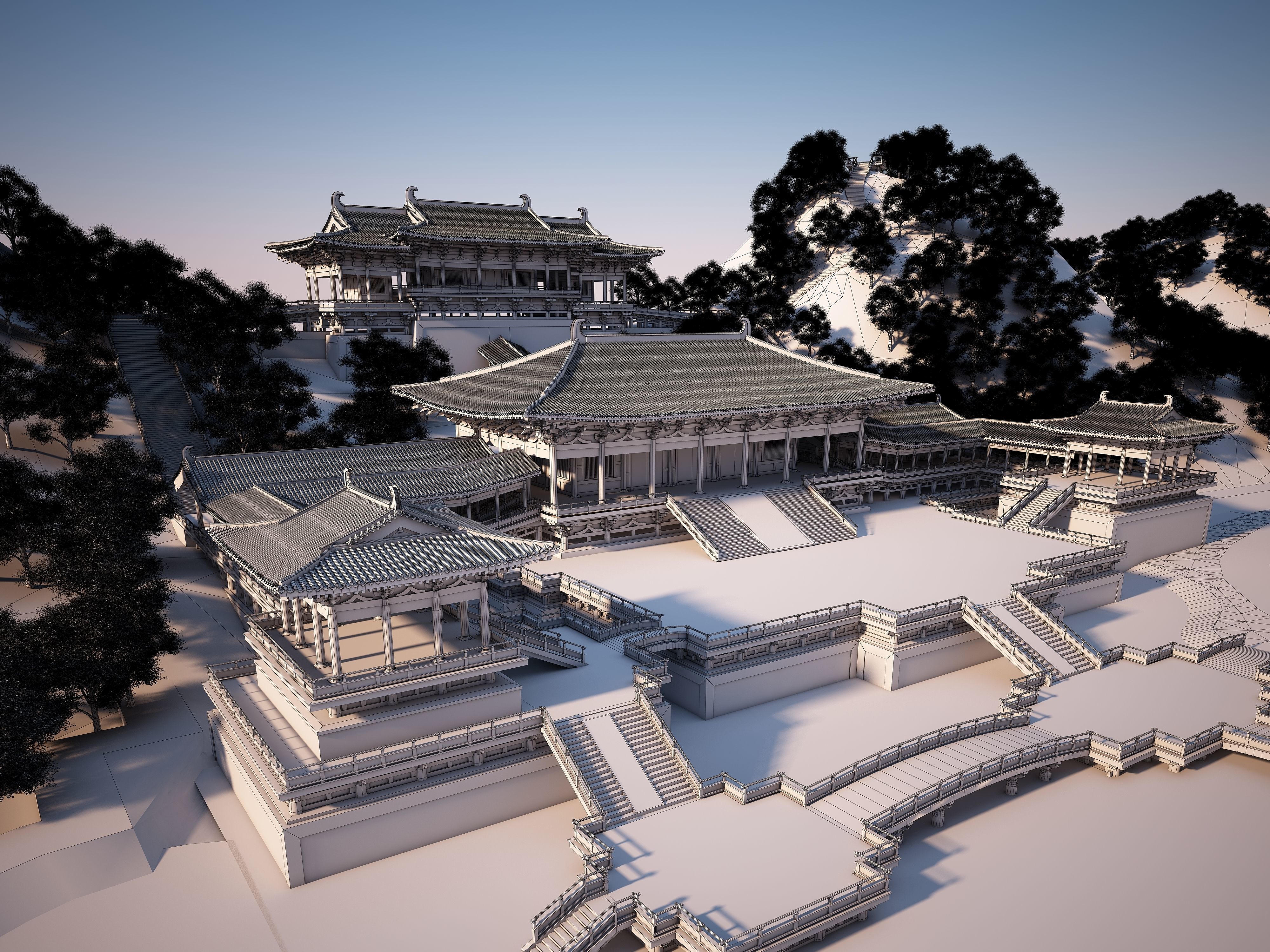 China temples church Historical sites palace Tang dynasty 3D model_1