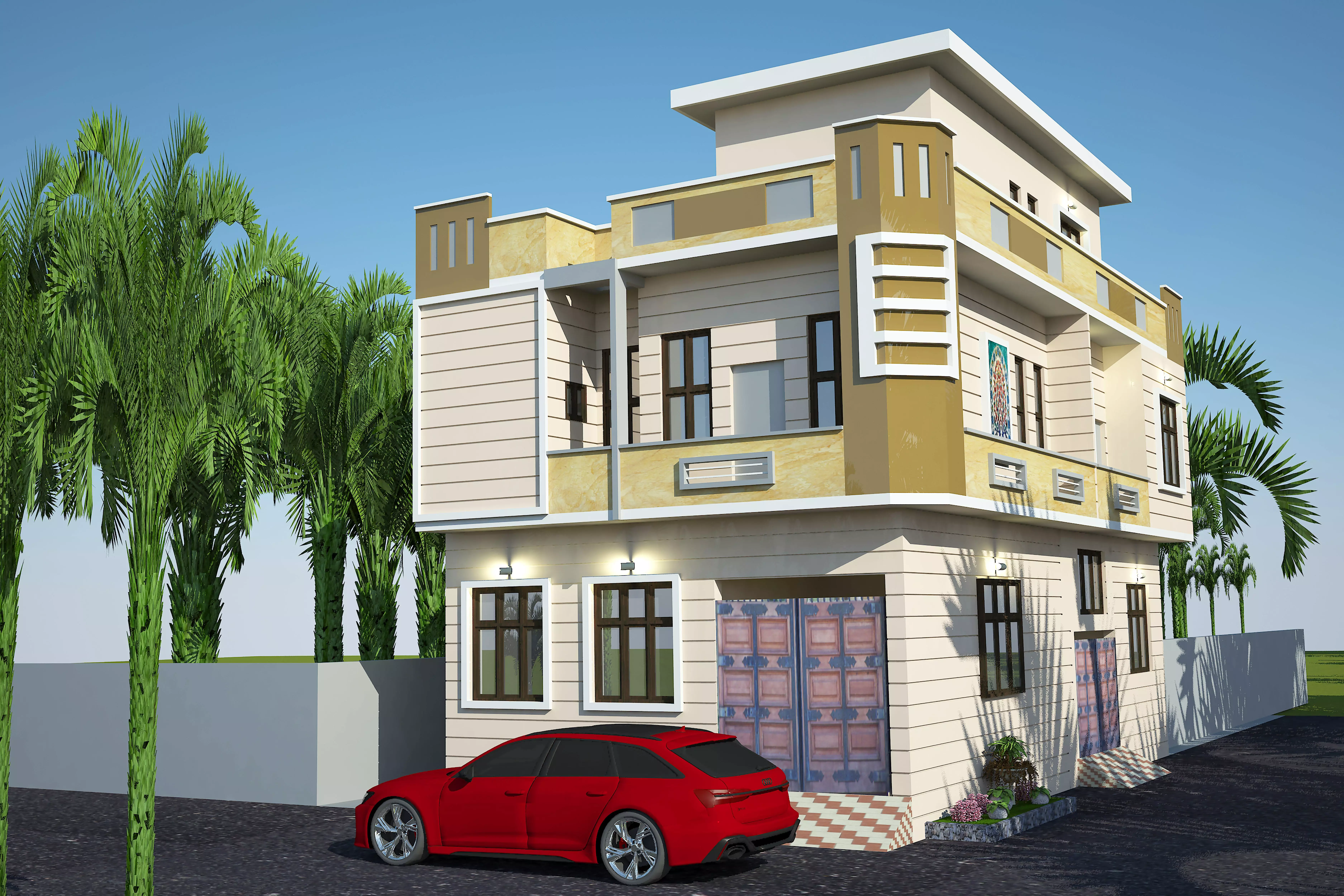 House Front 25 to 35 and Side 50 to 60 Residential 151 Low-poly 3D model_0
