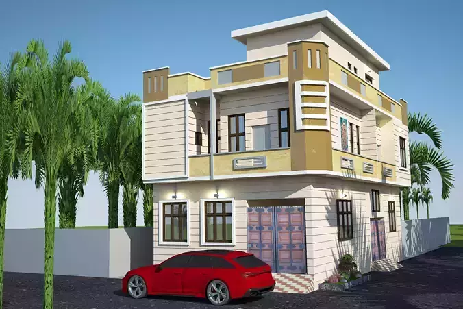 House Front 25 to 35 and Side 50 to 60 Residential 151 Low-poly 3D model