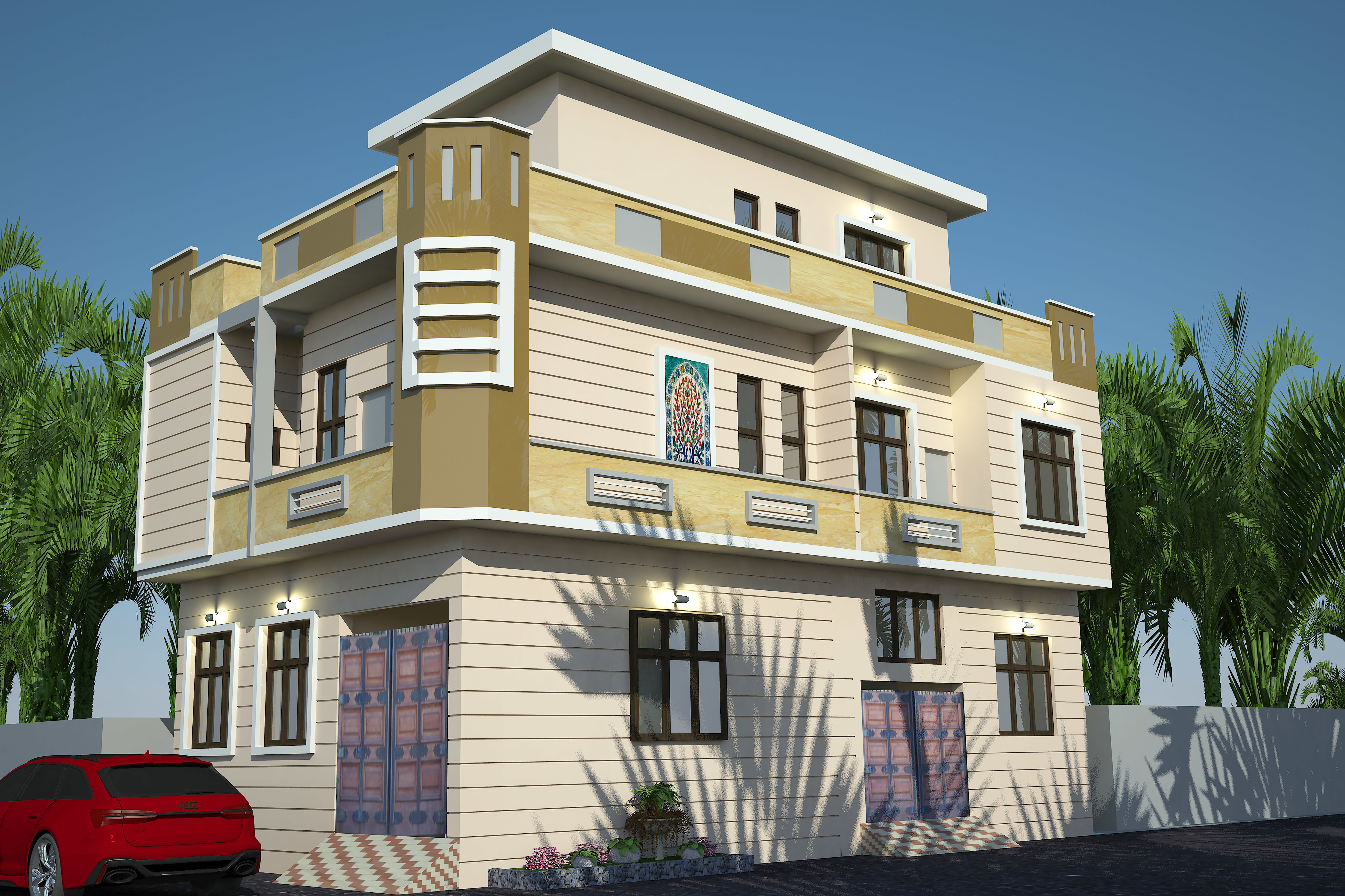 House Front 25 to 35 and Side 50 to 60 Residential 151 Low-poly 3D model_1