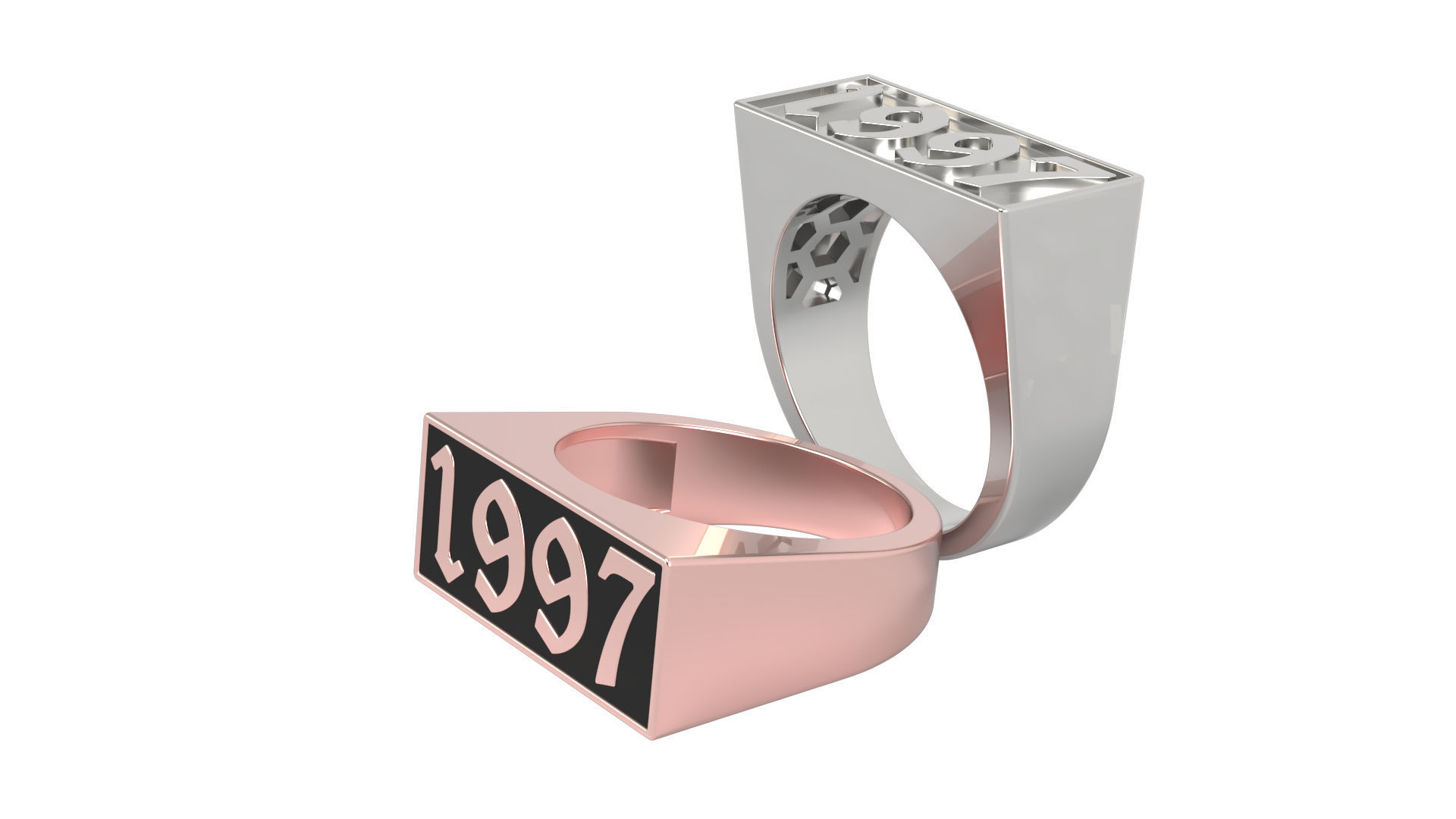 1997 Ring Set with and without gallery Size 5 - 9 US 3D print model_7