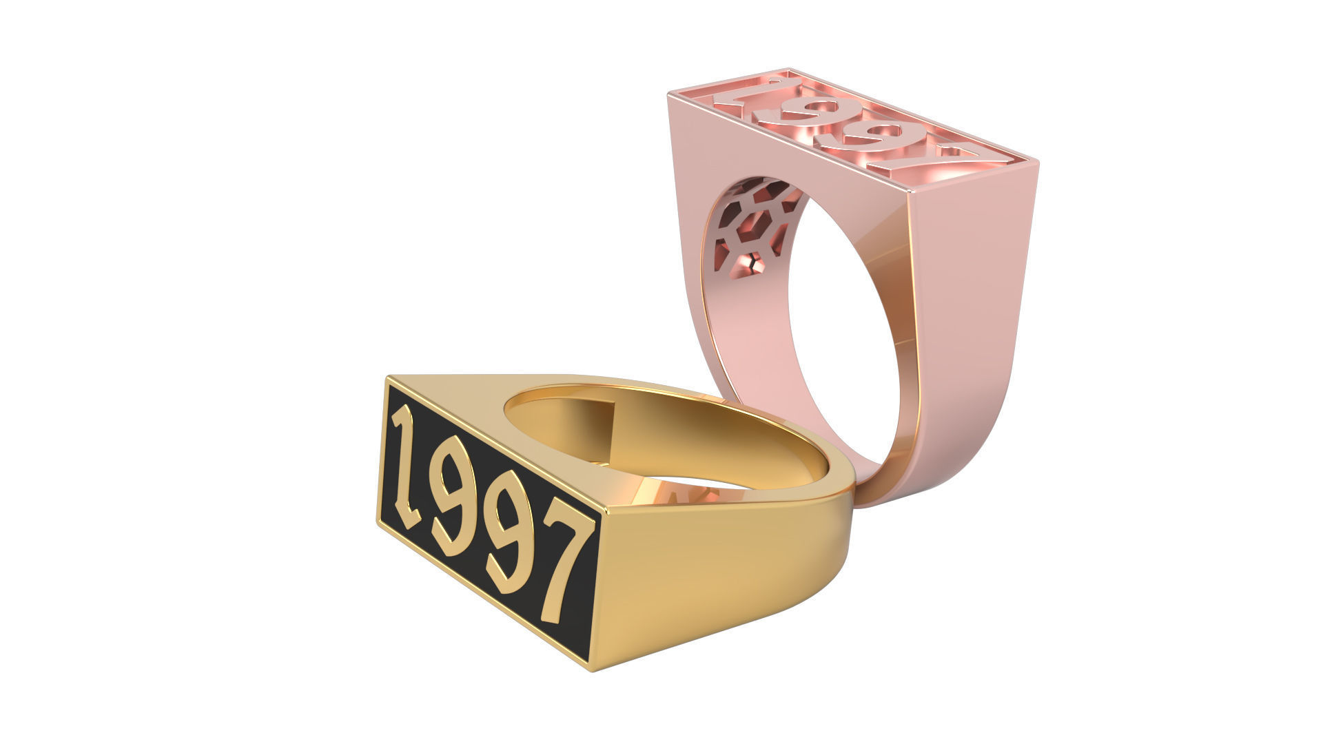 1997 Ring Set with and without gallery Size 5 - 9 US 3D print model_6