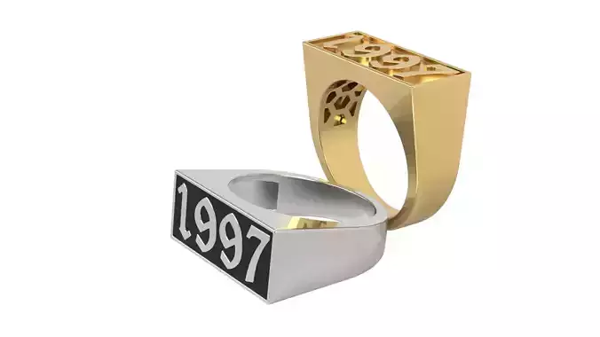 1997 Ring Set with and without gallery Size 5 - 9 US 3D print model