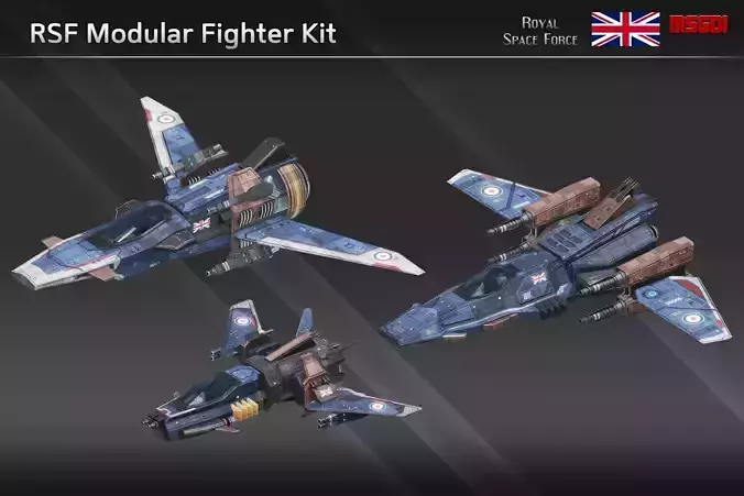 RSF Spaceship Modular Fighter Kit Low-poly 3D model