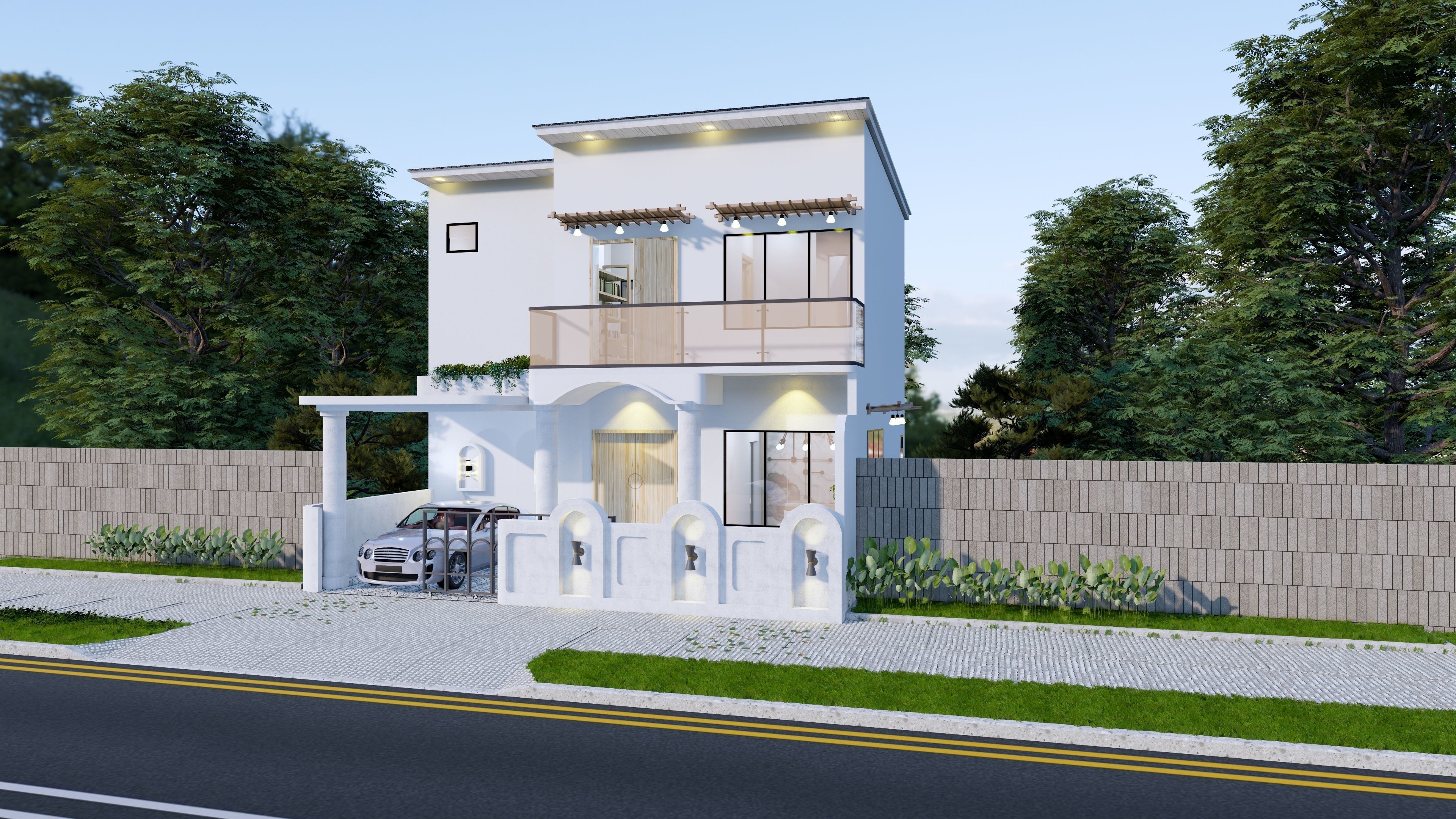 2 Floor House Design Bohemian Style Full Interior 3D model_1