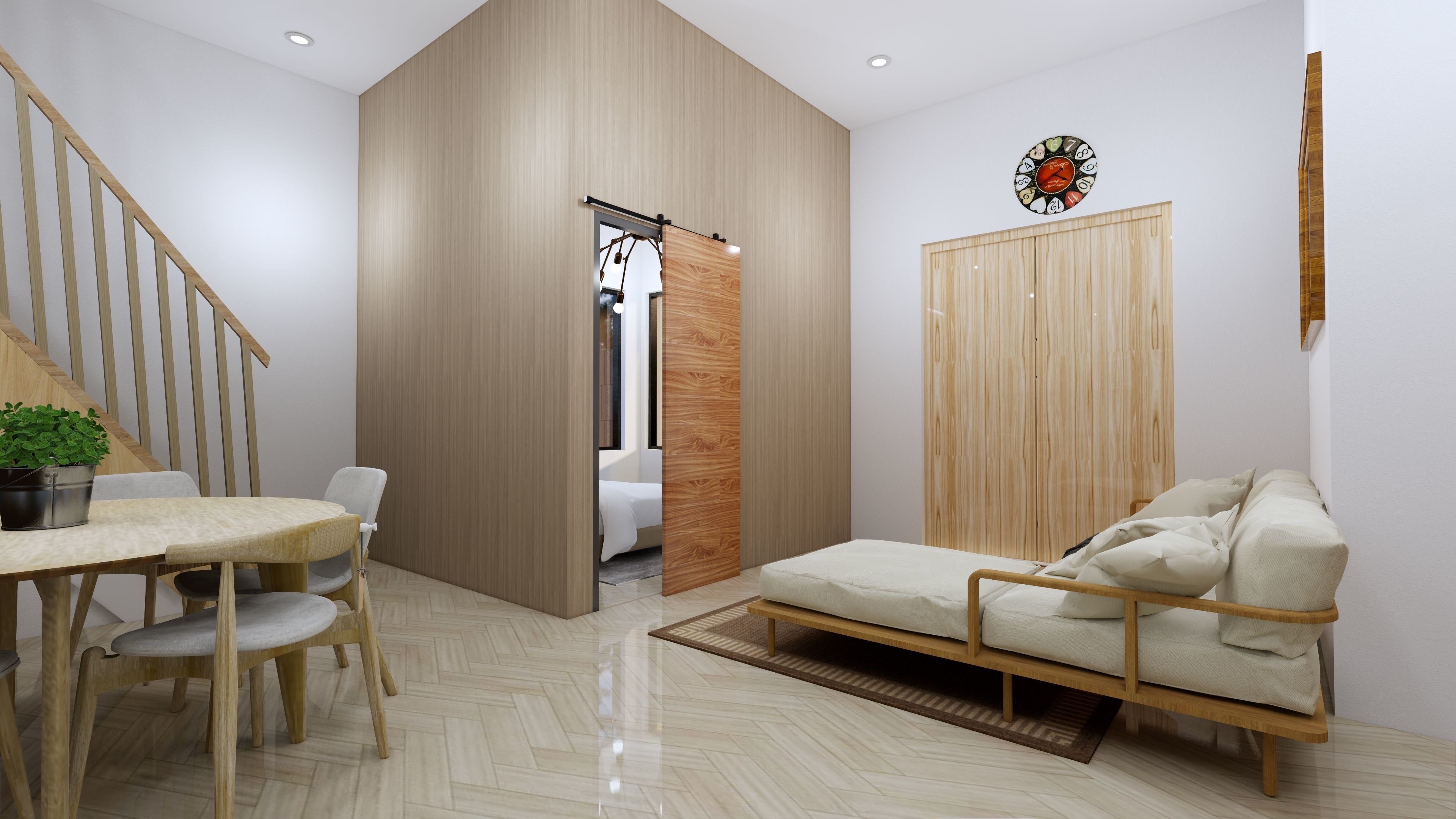 2 Floor House Design Bohemian Style Full Interior 3D model_14