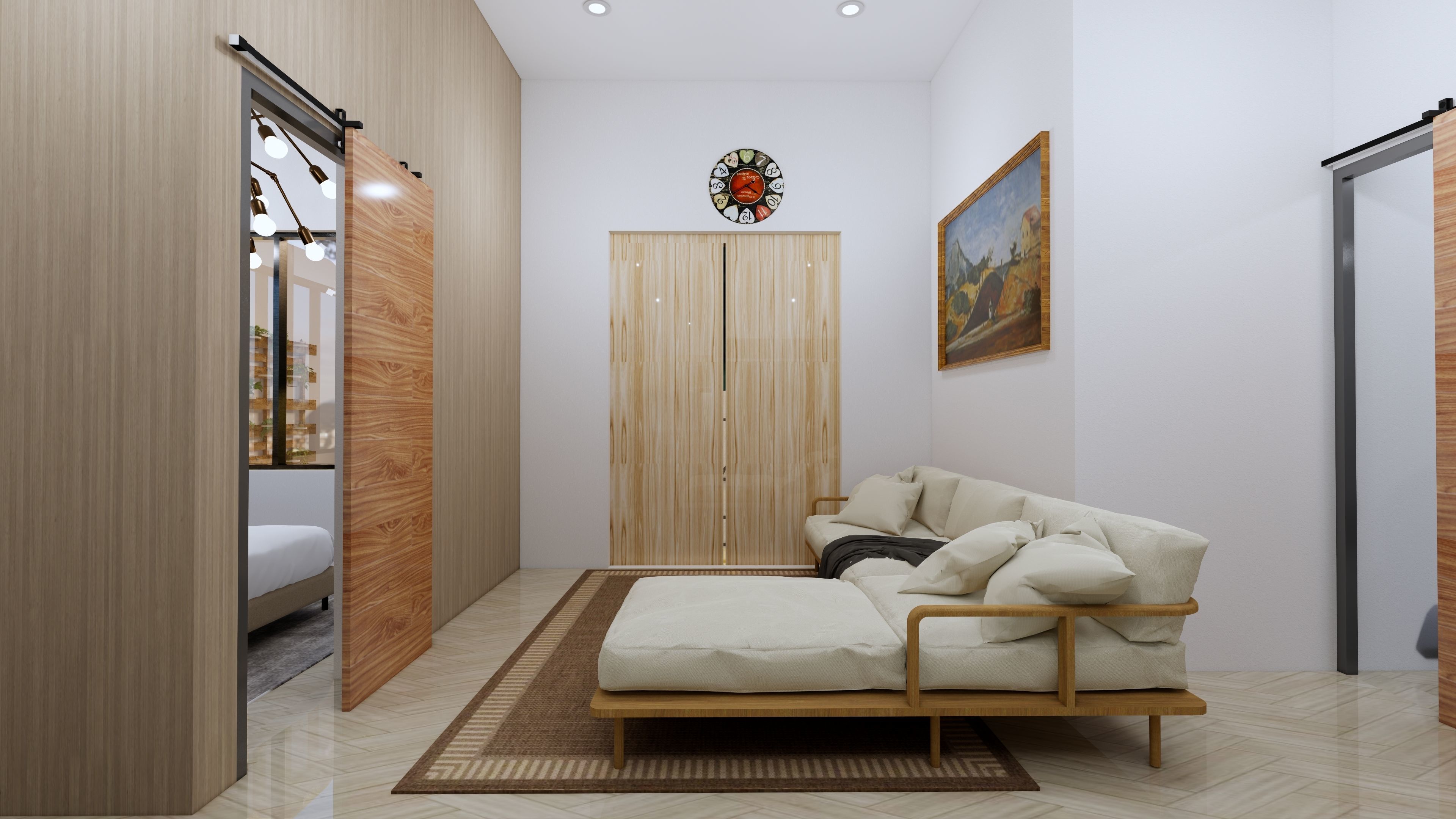 2 Floor House Design Bohemian Style Full Interior 3D model_12