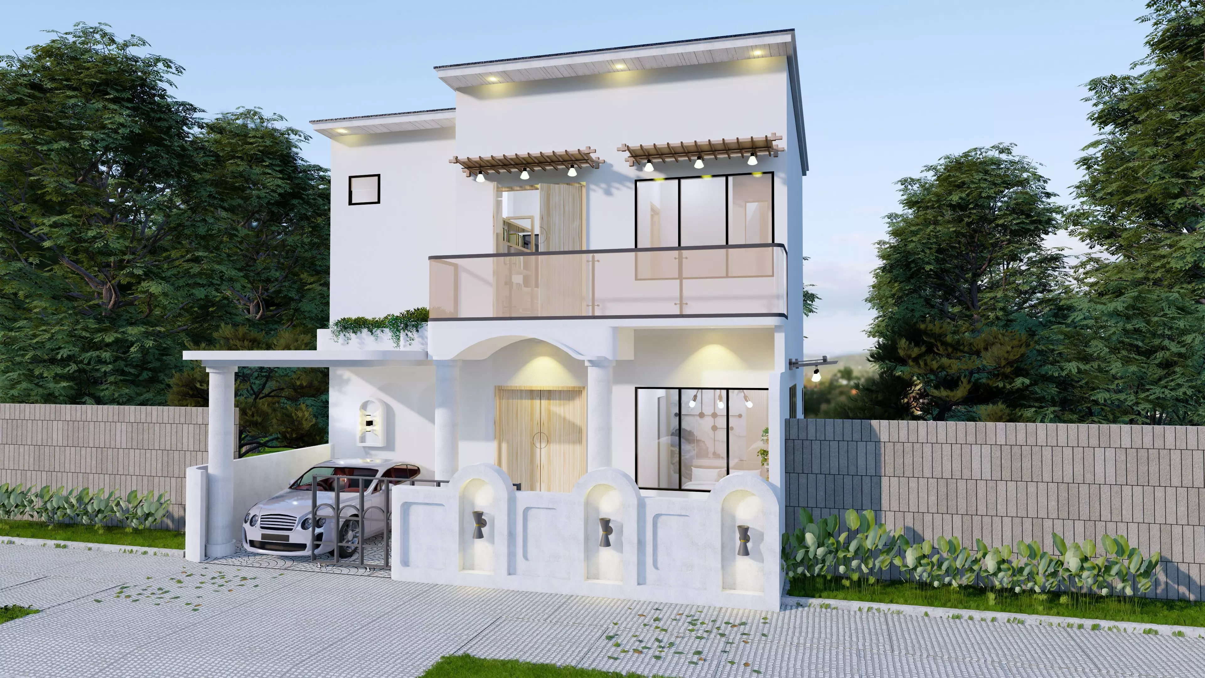 2 Floor House Design Bohemian Style Full Interior 3D model_0