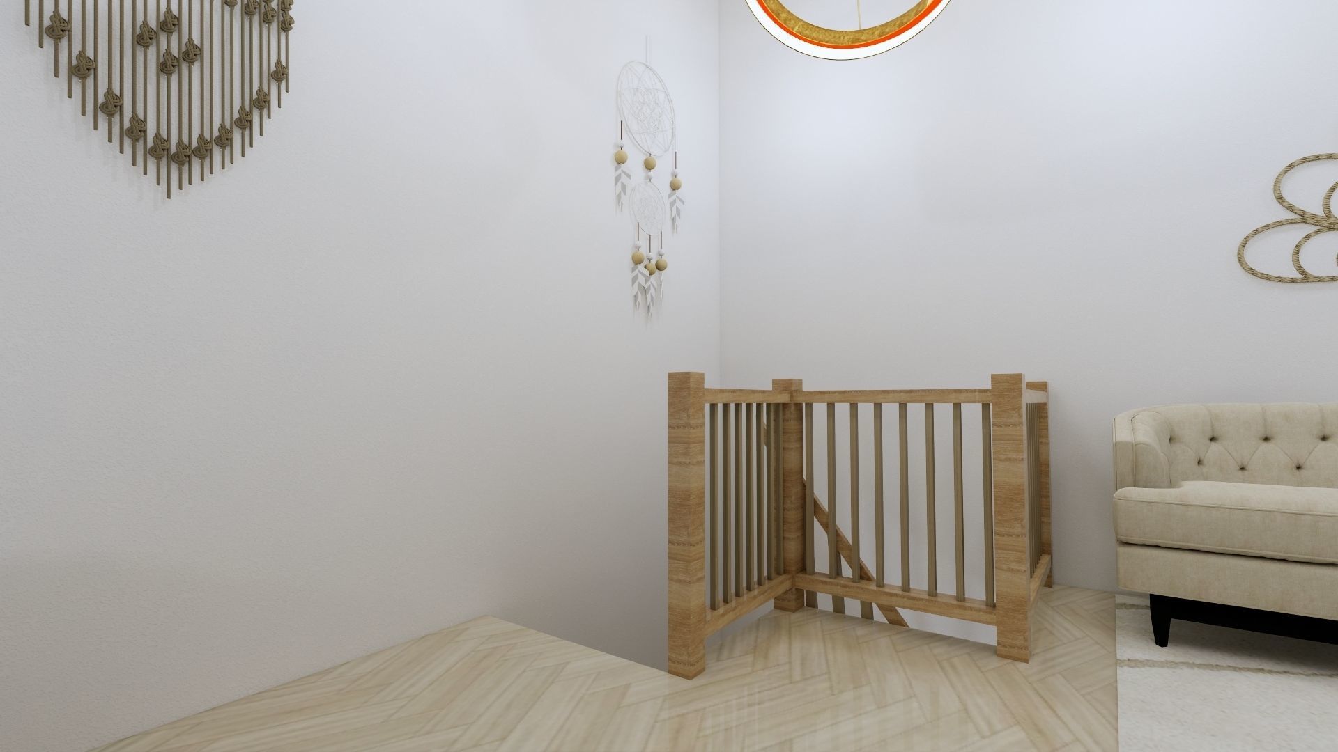 2 Floor House Design Bohemian Style Full Interior 3D model_4