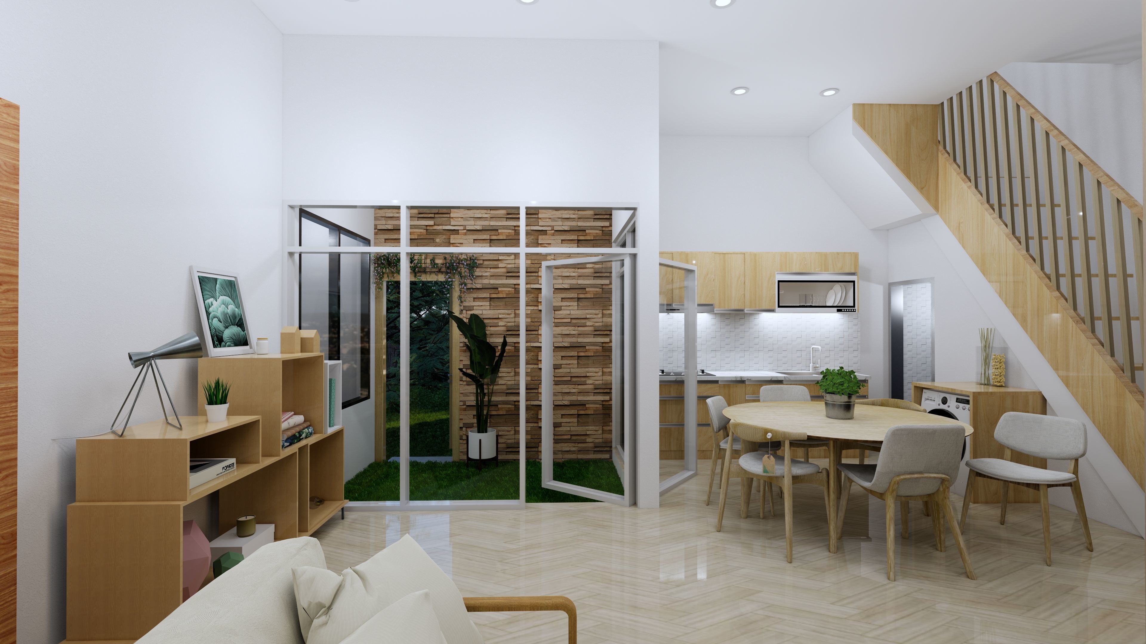 2 Floor House Design Bohemian Style Full Interior 3D model_15