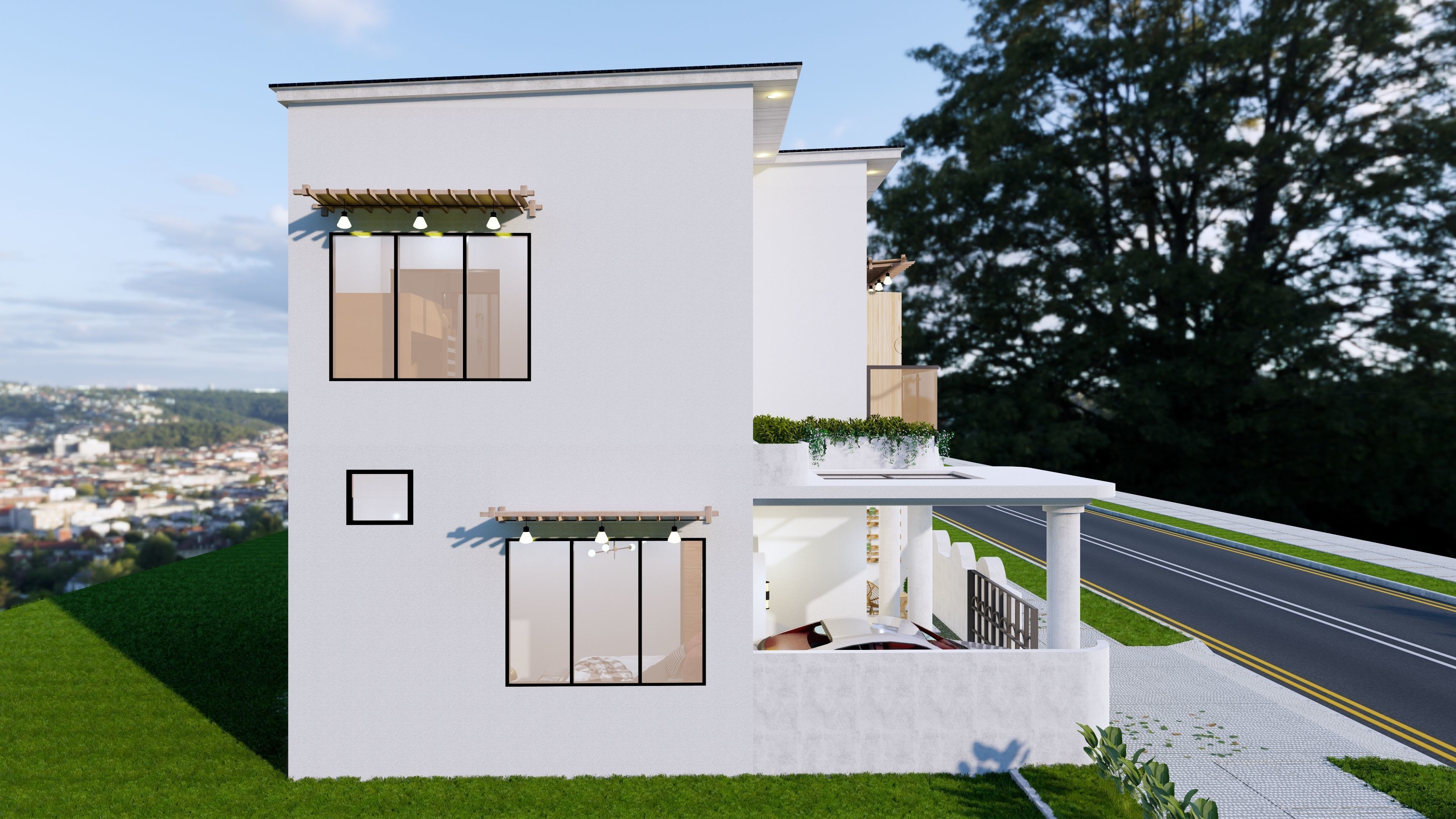 2 Floor House Design Bohemian Style Full Interior 3D model_21