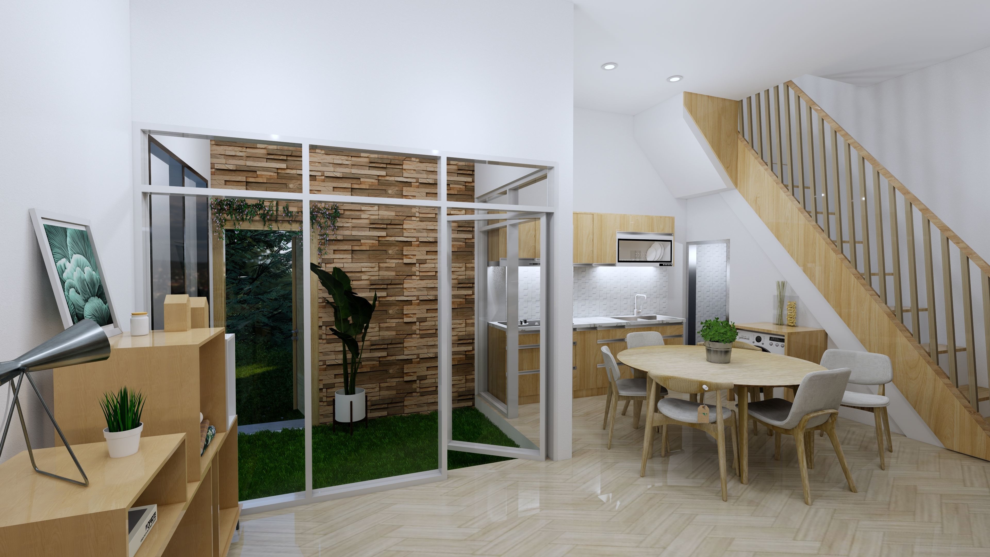 2 Floor House Design Bohemian Style Full Interior 3D model_20