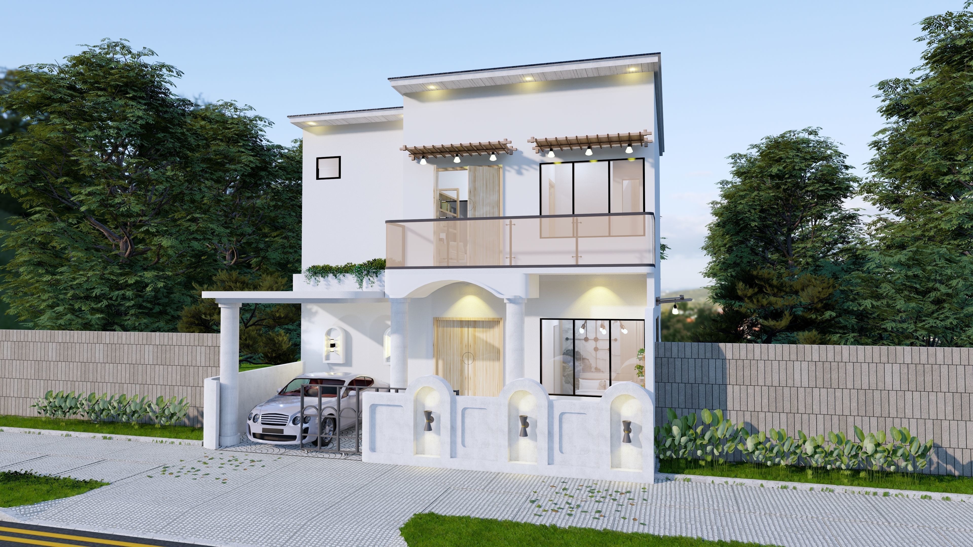 2 Floor House Design Bohemian Style Full Interior 3D model_23