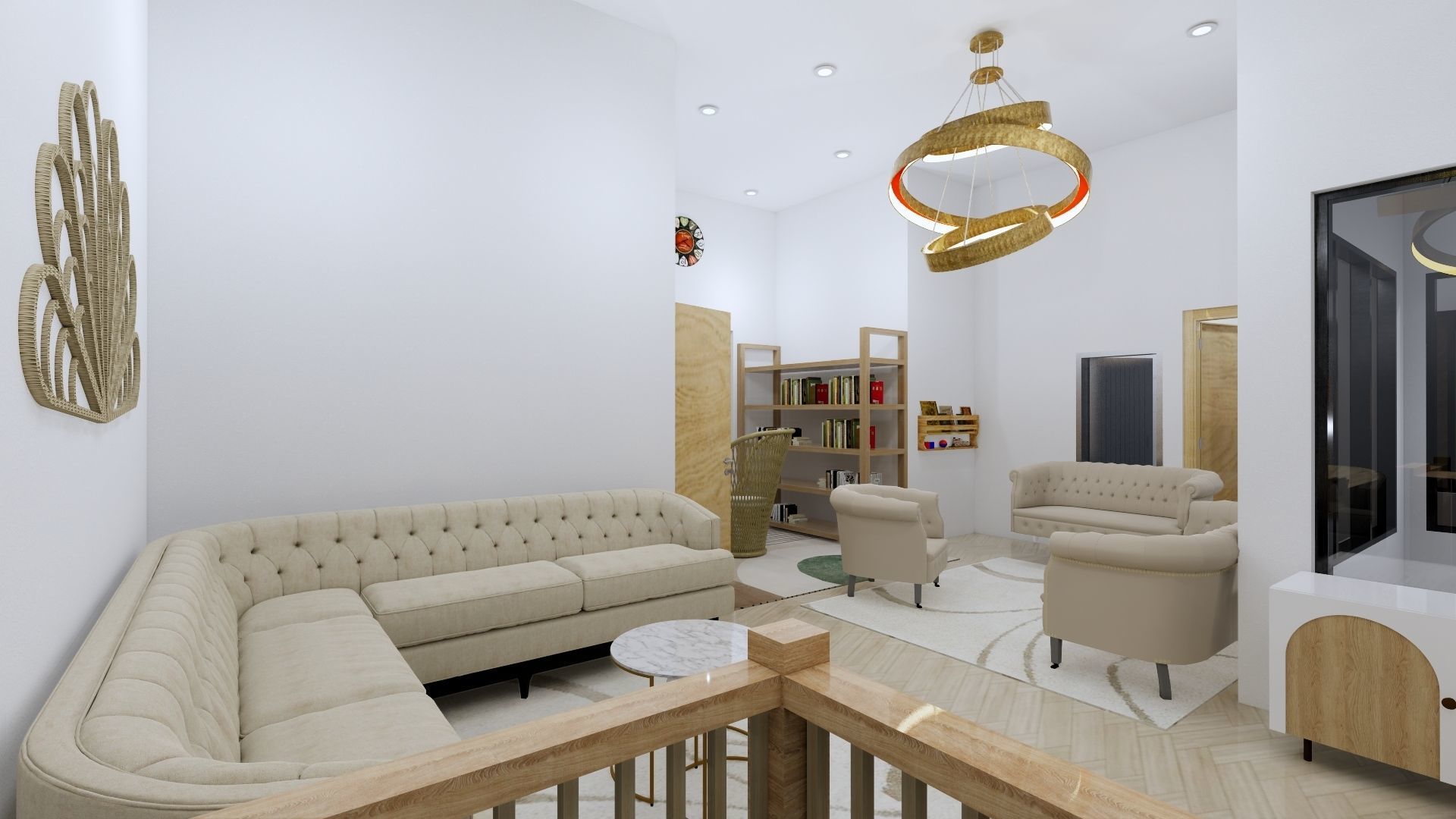 2 Floor House Design Bohemian Style Full Interior 3D model_5