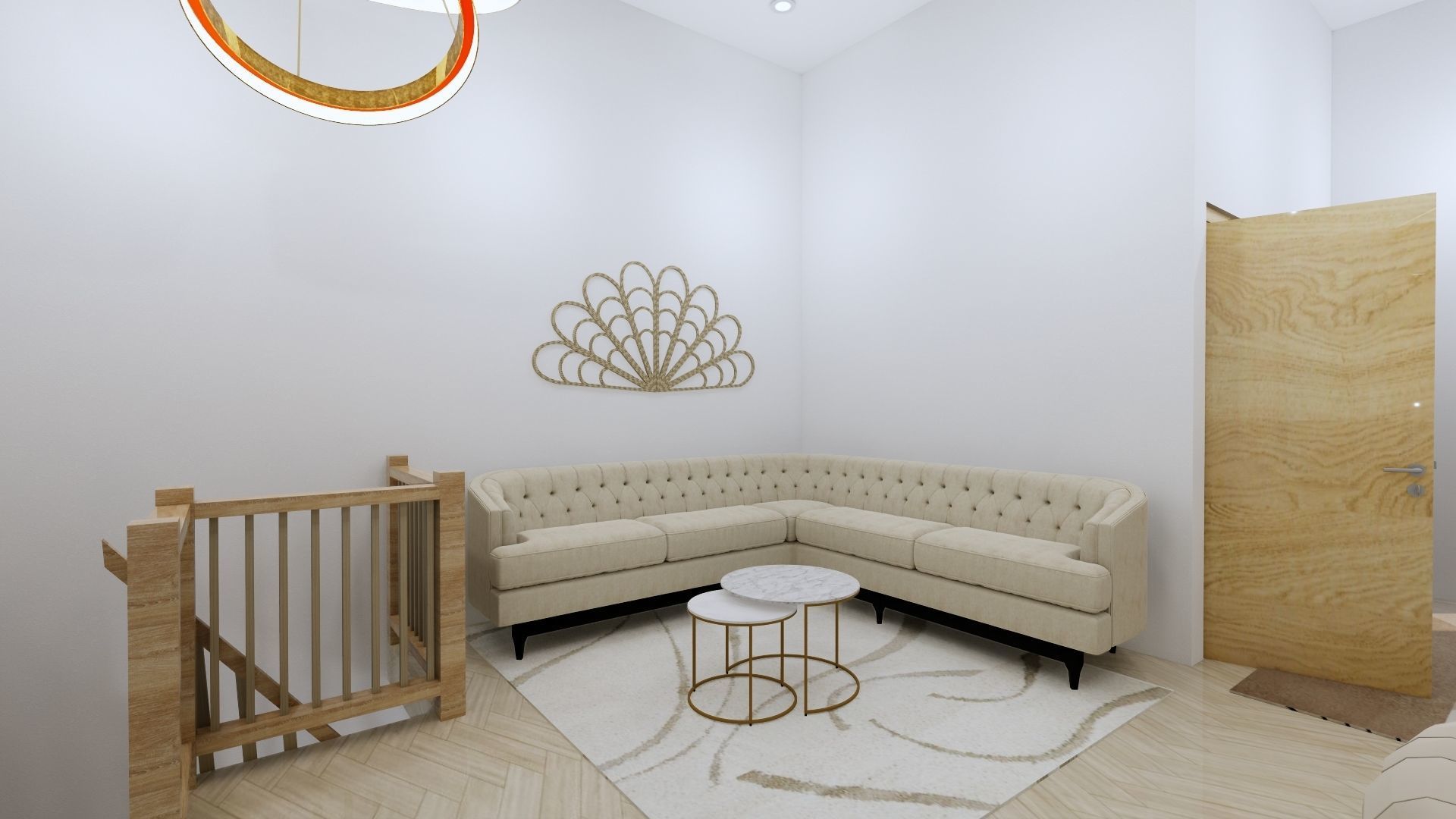 2 Floor House Design Bohemian Style Full Interior 3D model_7