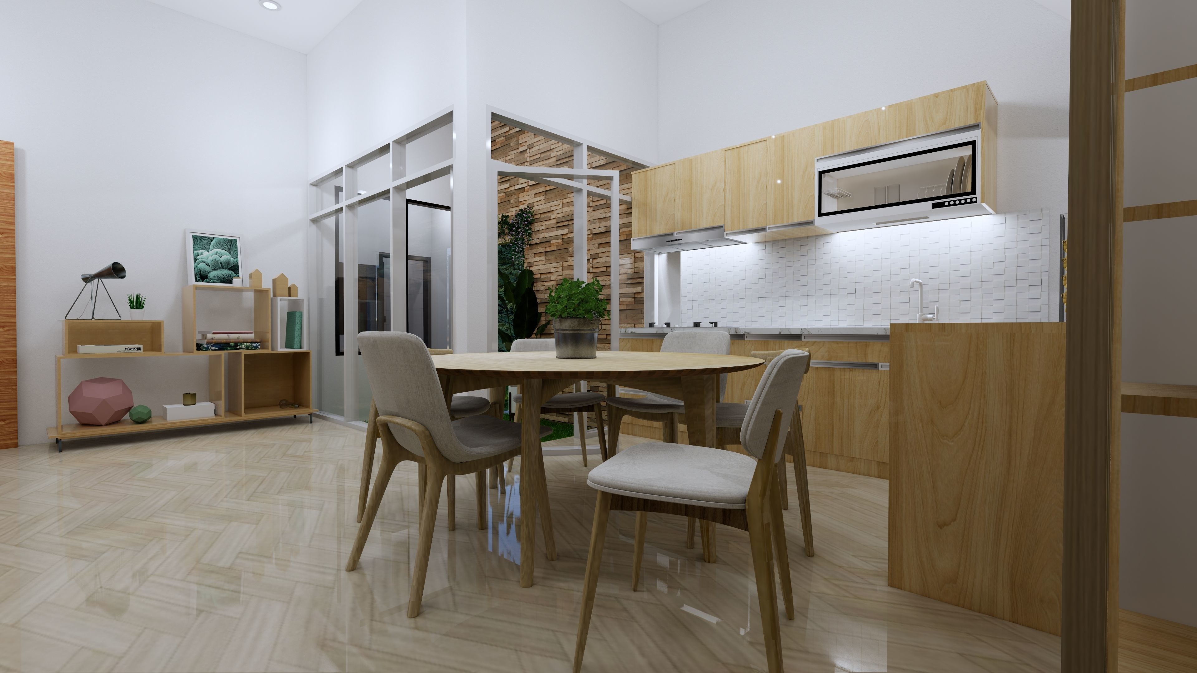 2 Floor House Design Bohemian Style Full Interior 3D model_13