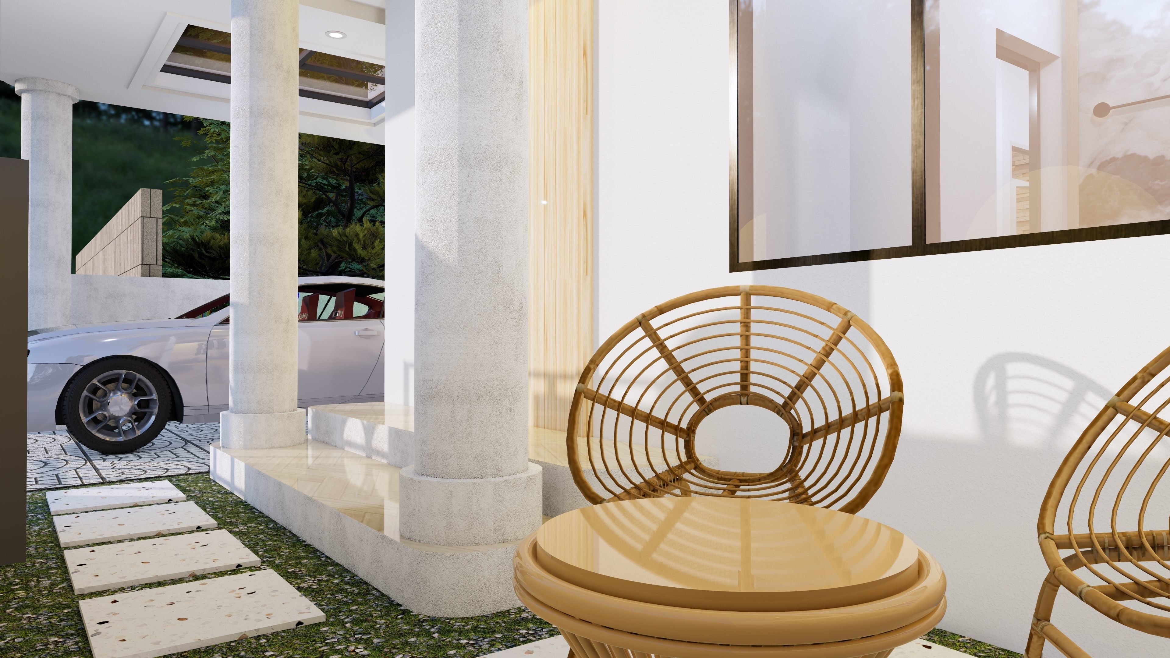 2 Floor House Design Bohemian Style Full Interior 3D model_22