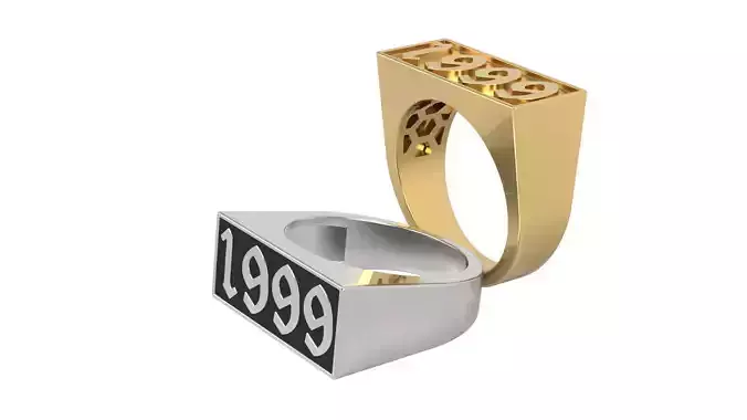 1999 Ring Set with and without gallery Size 5 - 9 US  3D print model